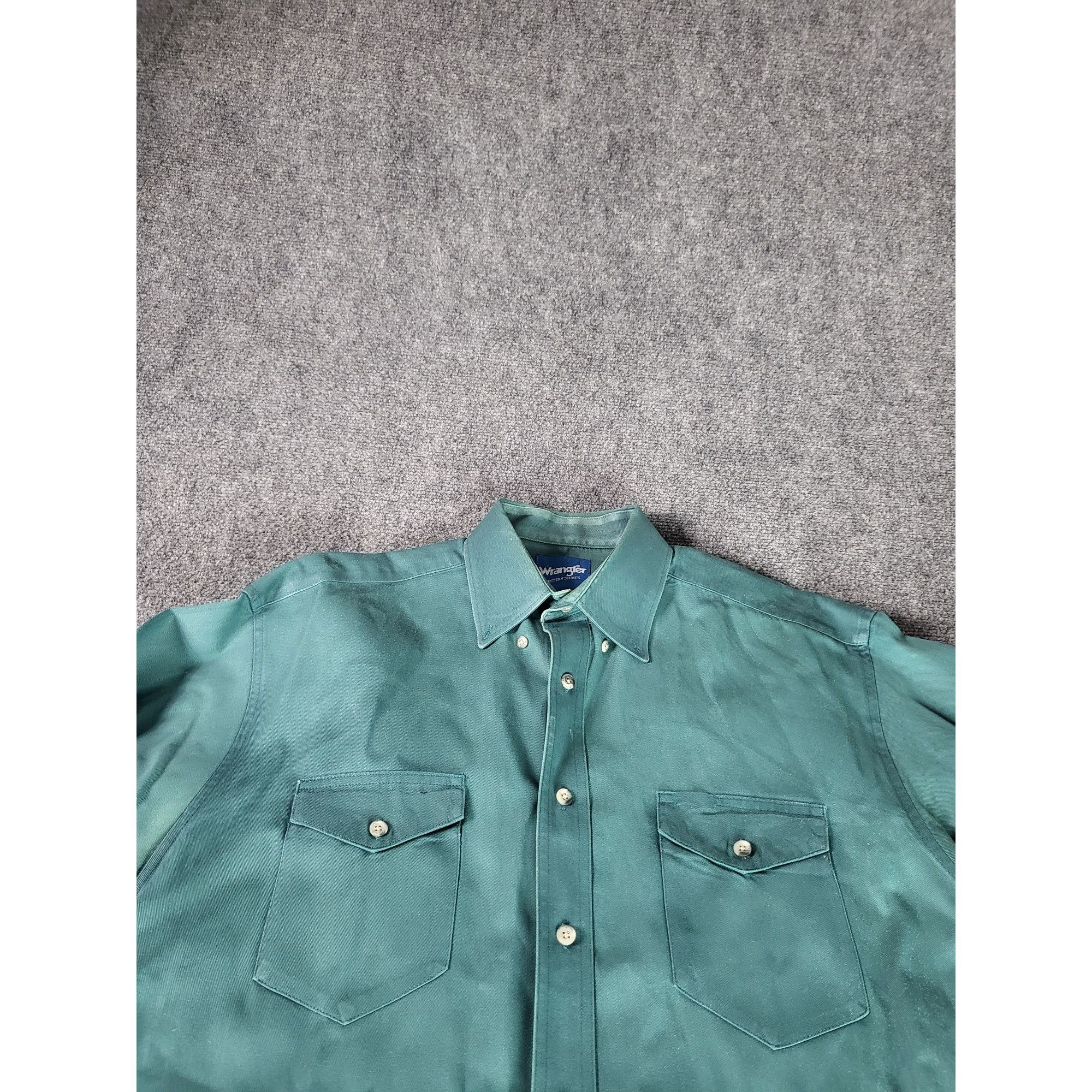 Wrangler Wrangler Button Up Shirt Men Sz L Green Long Sleeve Cowboy W Size US L / EU 52-54 / 3 - 2 Thumbnail