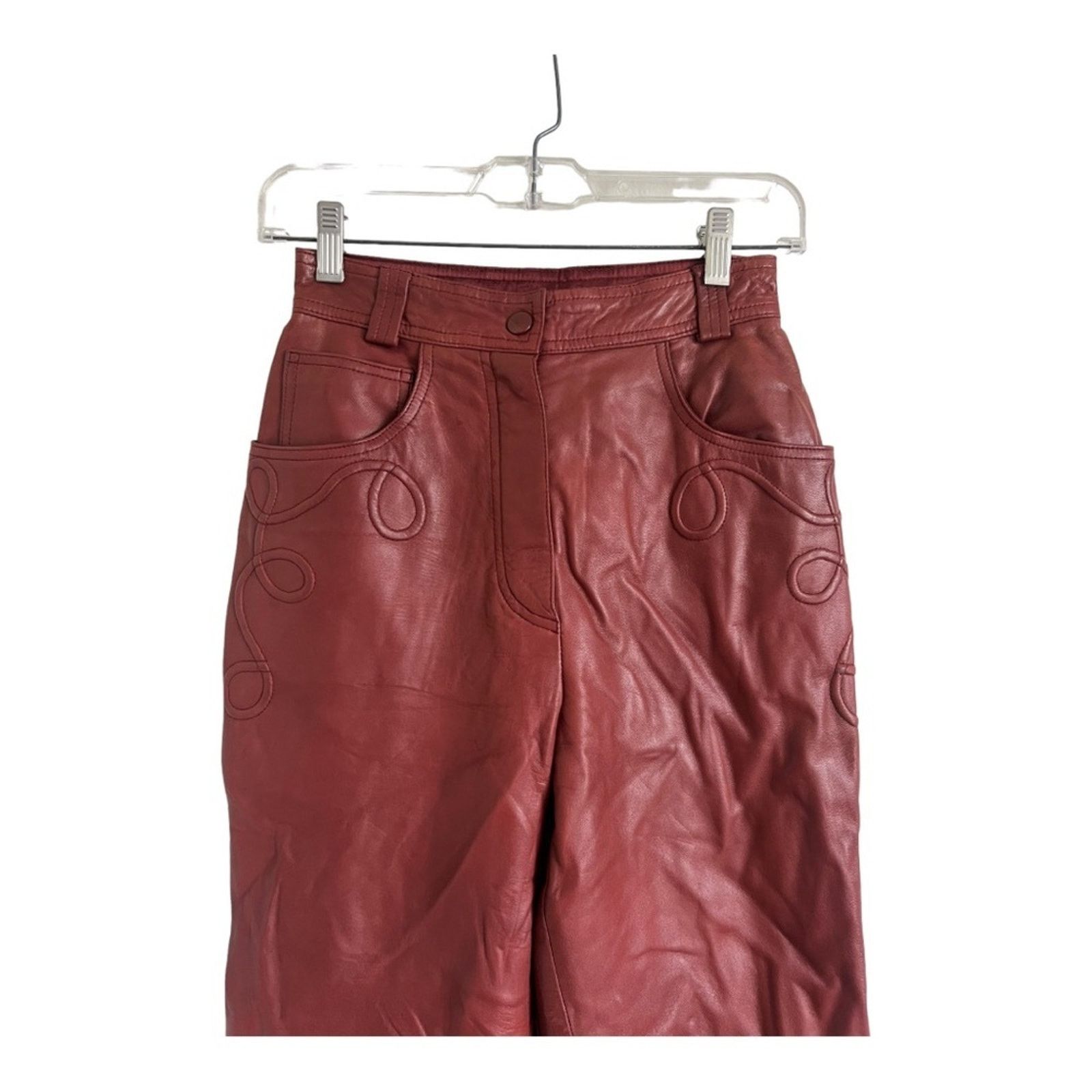 Escada 90s Escada 90s Brown Leather High Waisted Pant Size 34(US S) Size 25" / US 0 / IT 36 - 4 Thumbnail