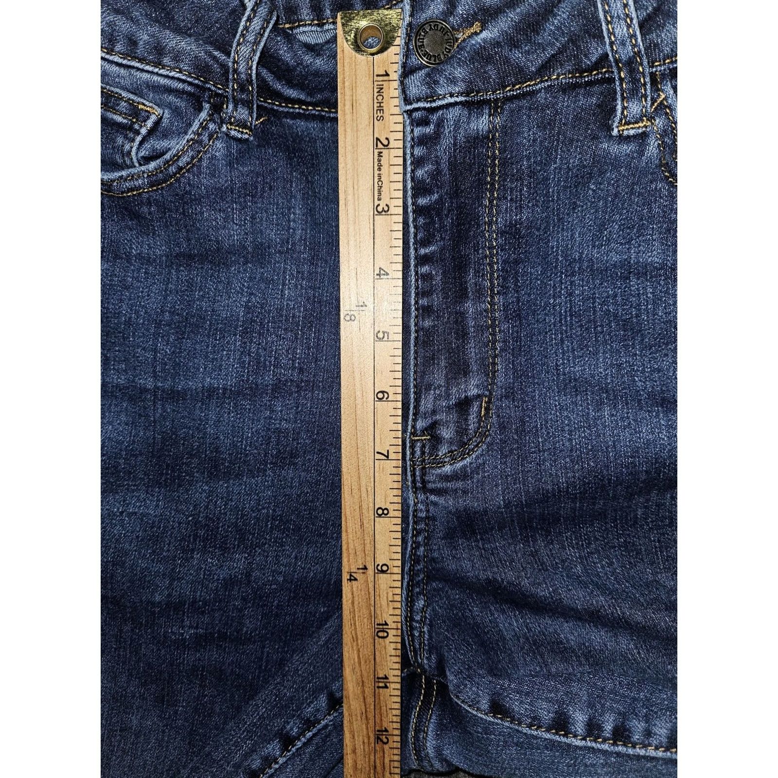 Denime Judy Blue Jeans Womens 14W Blue Distressed Bootcut Stretch Denim Mid Rise J88229 Jeans Women Distressed Pockets Logo Button Zip Fly Size 36" / US 14 / IT 50 - 4 Thumbnail