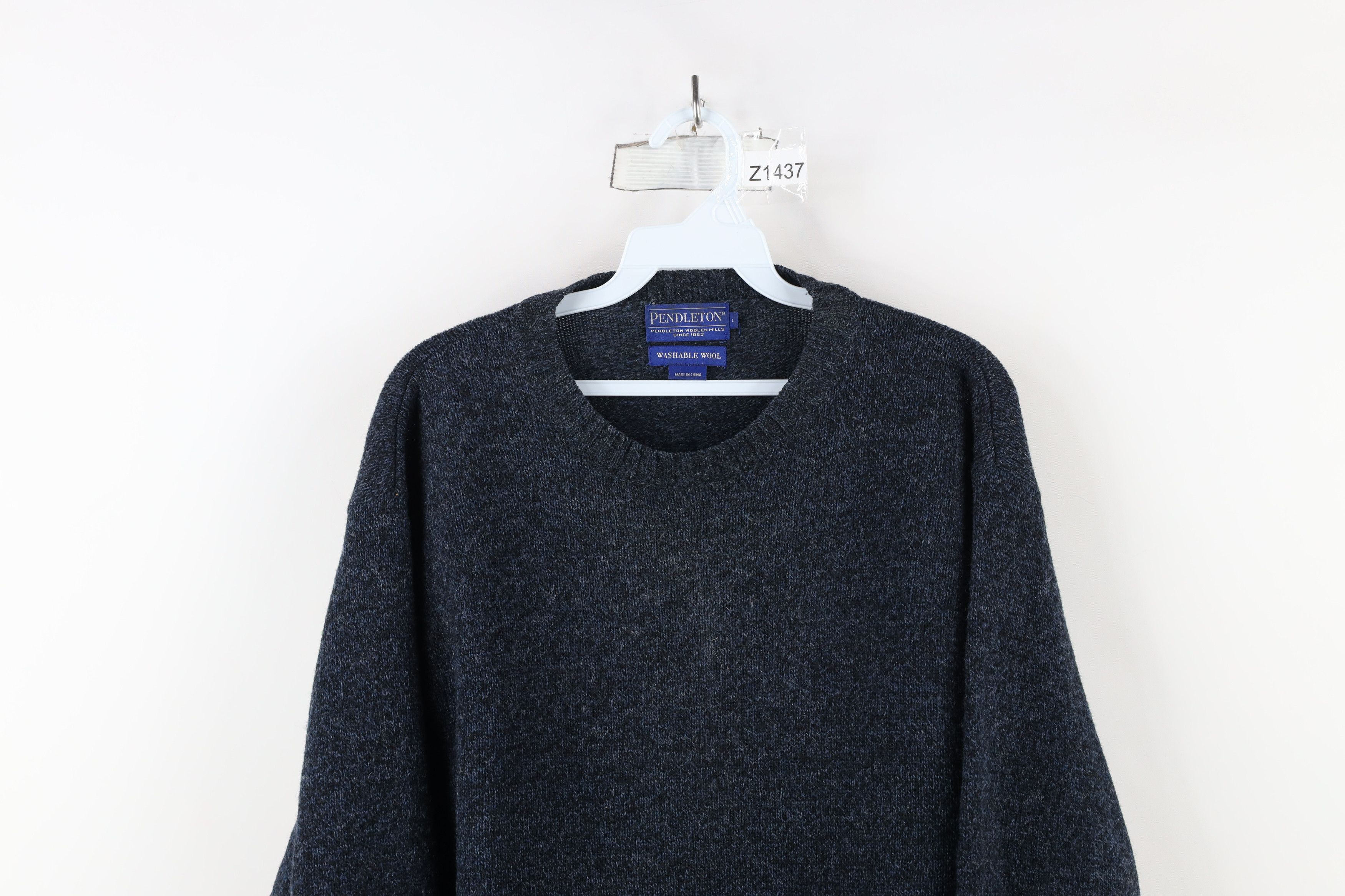 Pendleton × Vintage Vintage Pendleton Washable Wool Knit Crewneck Sweater Blue Size US L / EU 52-54 / 3 - 2 Thumbnail