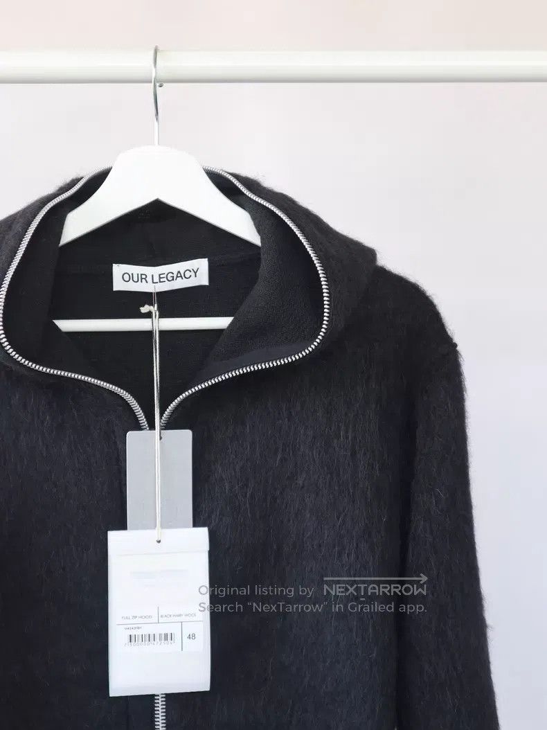 Our Legacy Our Legacy Black Mohair Hooded Zip-Up Jacket Size US M / EU 48-50 / 2 - 4 Thumbnail