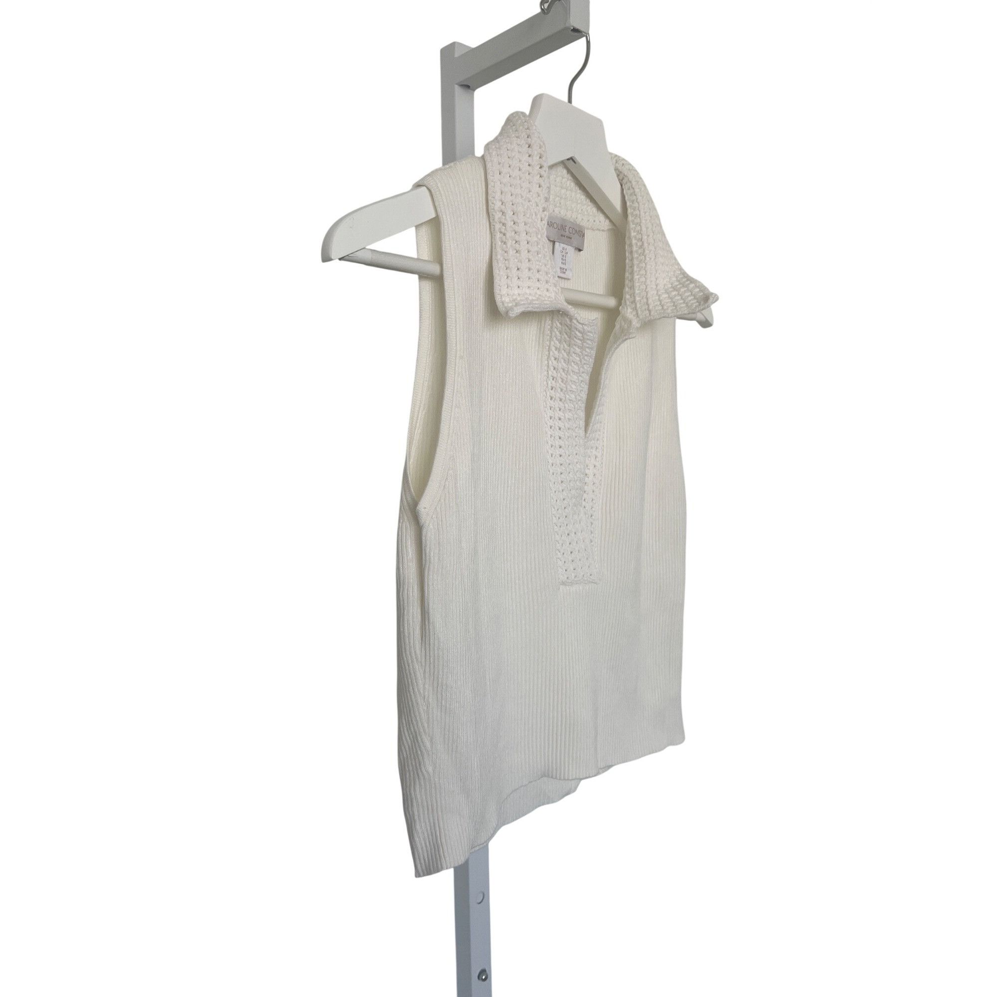 CAROLINE CONSTAS Caroline Constas Ivory Ribbed Knit Sleeveless Top Size S / US 4 / IT 40 - 2 Thumbnail