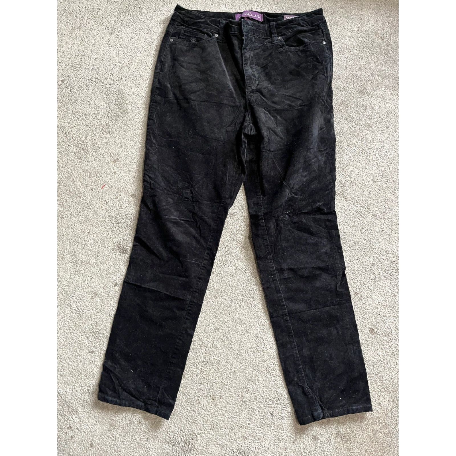 Gloria Vanderbilt VINTAGE Gloria Vanderbilt Amanda 2.0 Slim Leg Fit Velour Black Jeans Size 10 Womens Slim Jeans Size 32" / US 10 / IT 46 - 2 Thumbnail