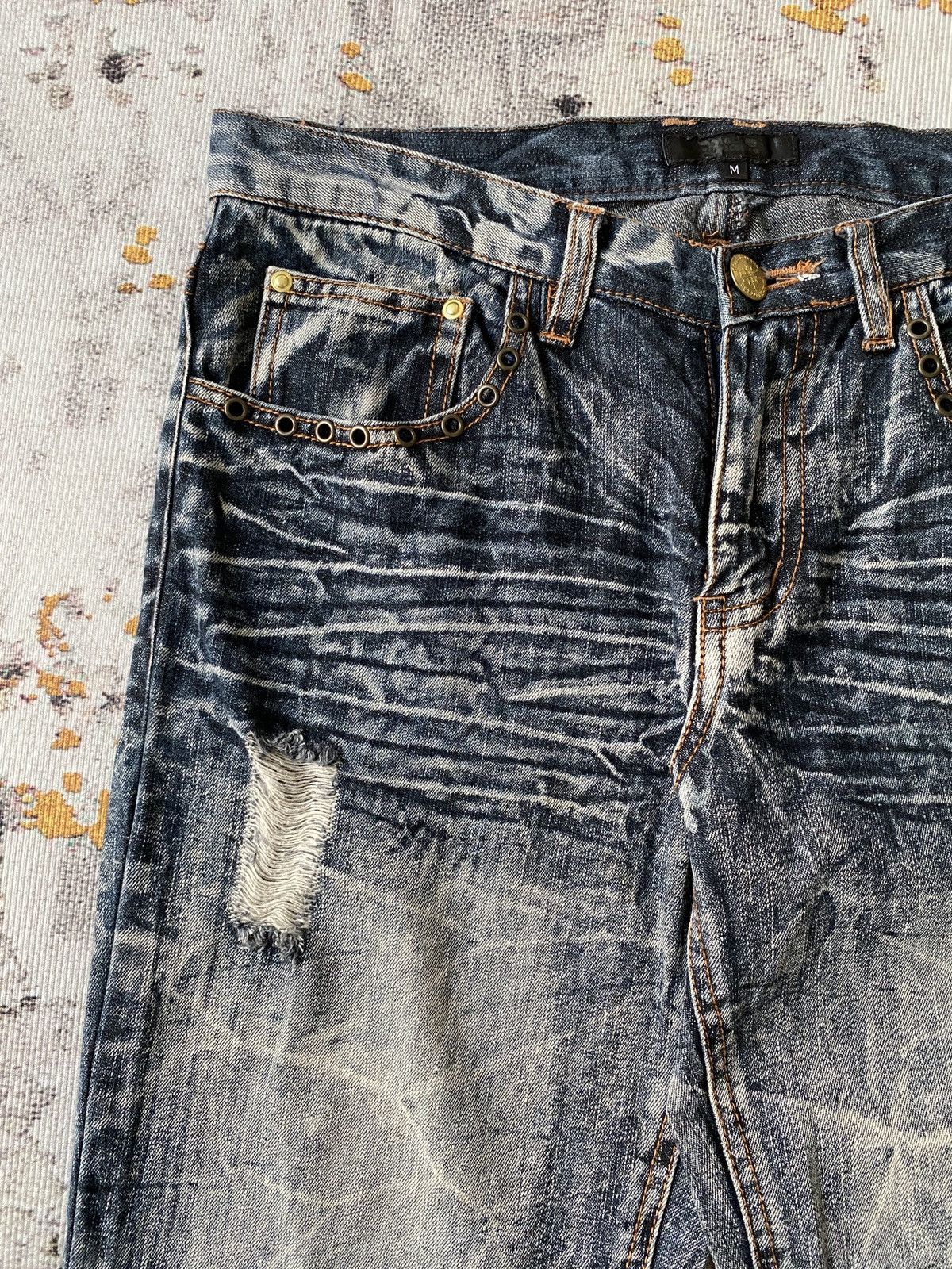 Japanese Brand Black Baccara Honey Comb Claws Mark Distressed Flare Denim Size US 30 / EU 46 - 10 Thumbnail