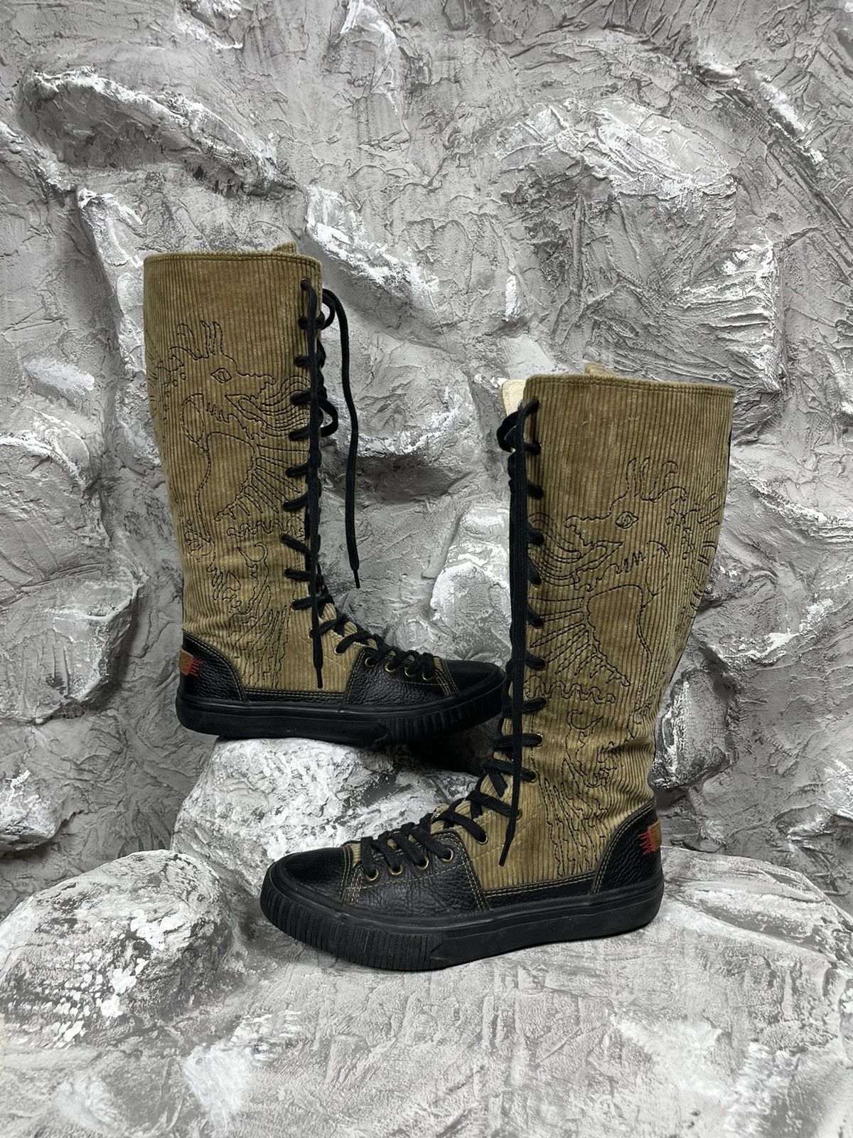 Hysteric Glamour × Japanese Brand 2000s Vintage Grunge Y2K High Dragon Logo Zip Shoes Size US 8 / IT 38 - 1 Thumbnail