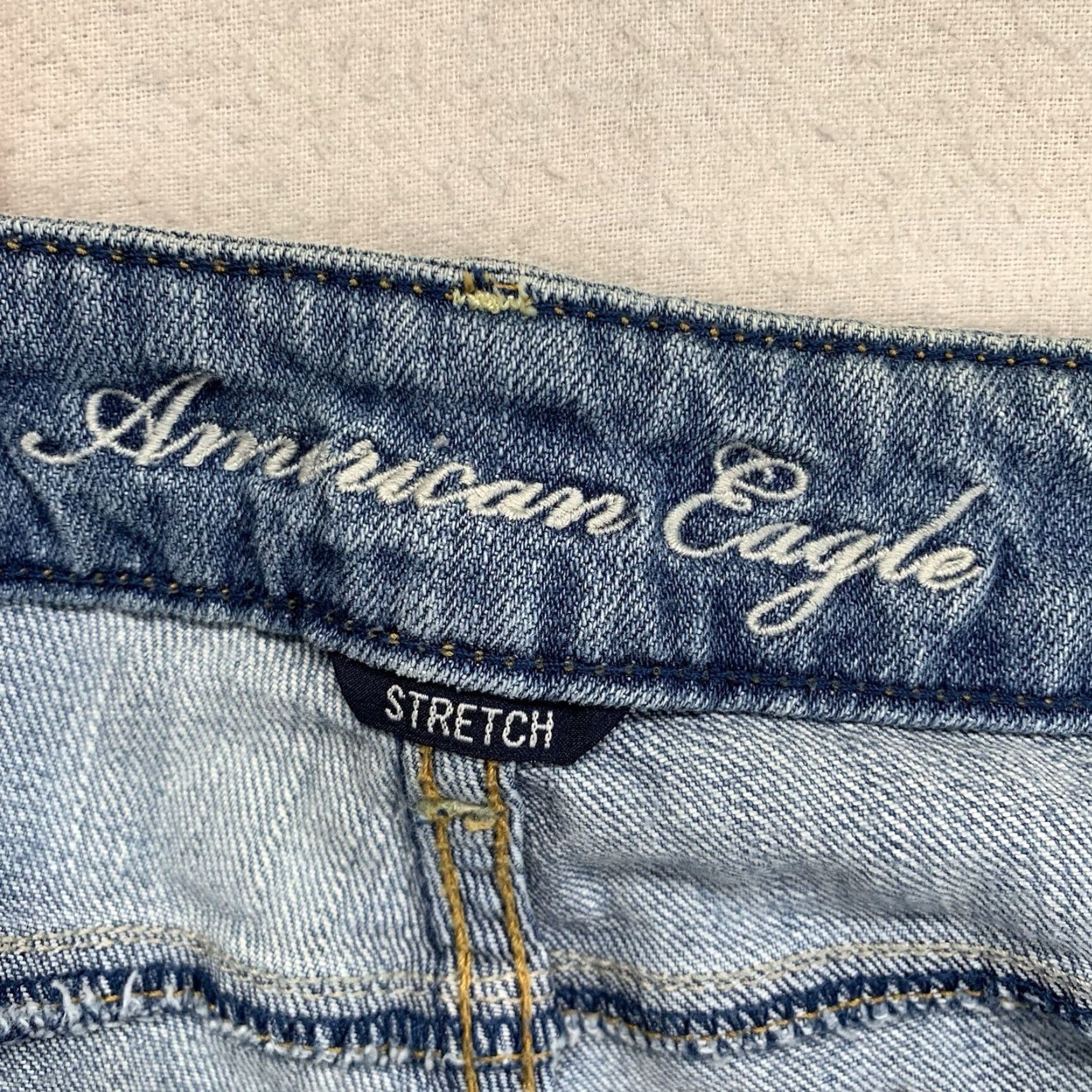 American Eagle Outfitters VINTAGE American Eagle Women’s Jeans Skinny Stretch 8 Reg Distressed Studded Blue 90s Retro Size 30" / US 8 / IT 44 - 3 Thumbnail