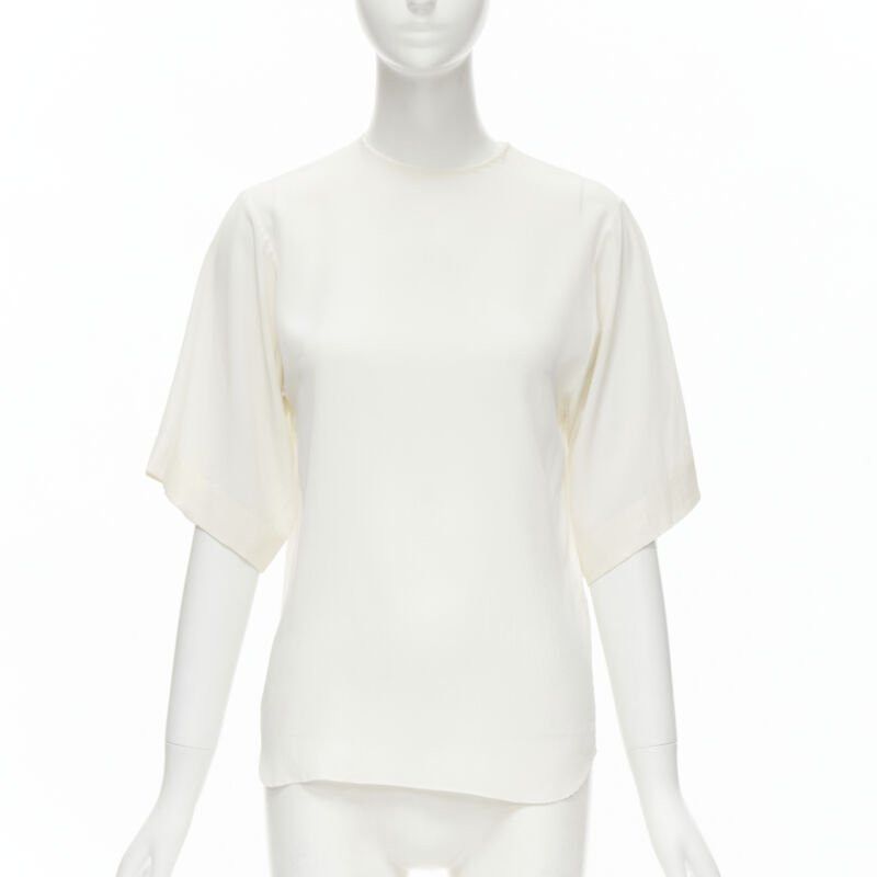 Chloe CHLOE 100% silk milk white split open back short sleeve top FR34 XS Size XS / US 0-2 / IT 36-38 - 1 Thumbnail