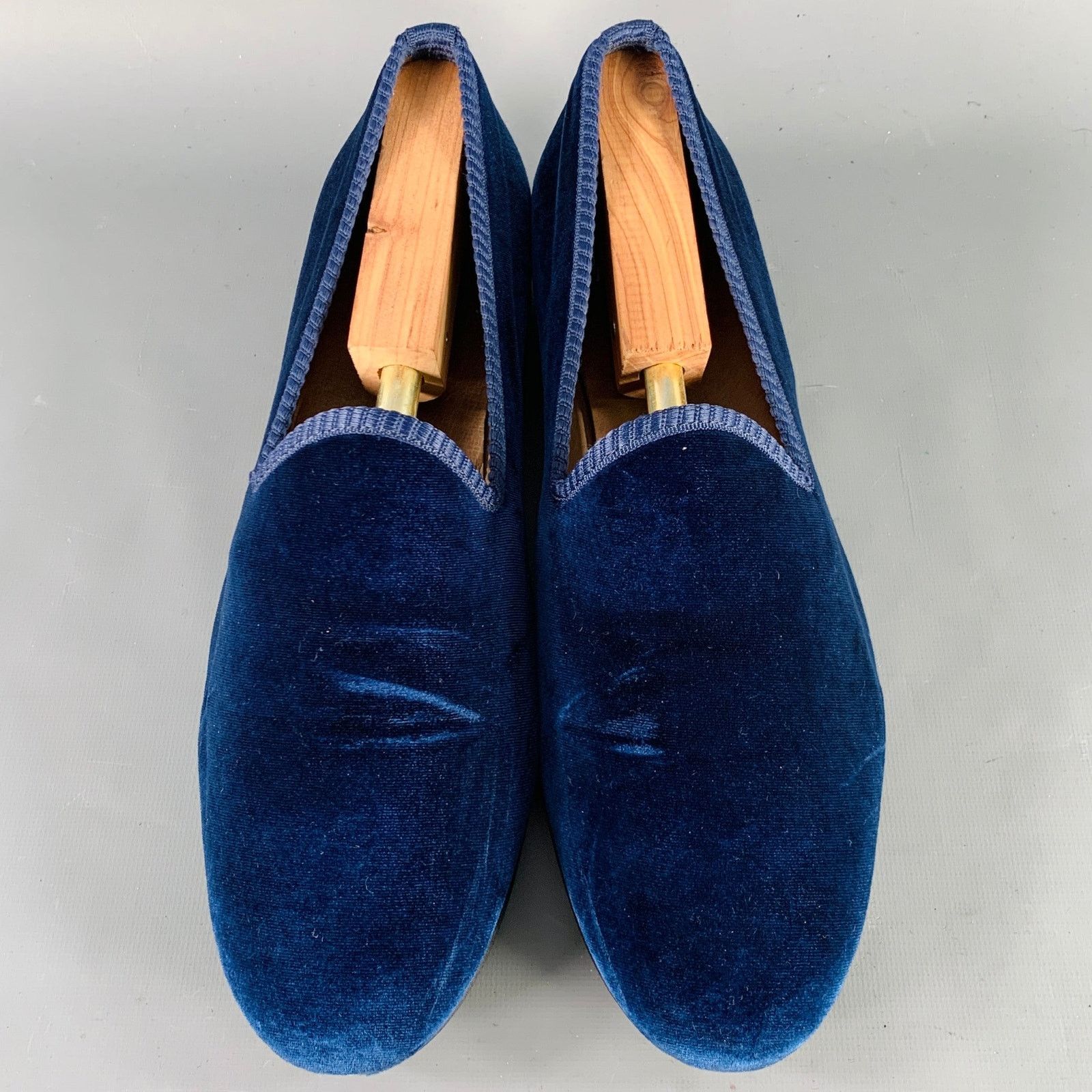 Del Toro DEL TORO Size 11.5 Blue Red Velvet Slip On Loafers Size US 11.5 / EU 44-45 - 4 Thumbnail