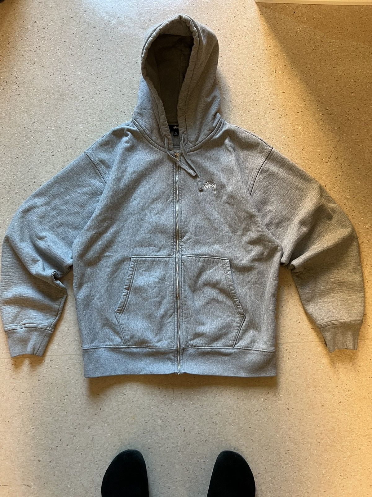 Stussy x Nike Fleece Zip Hoodie Grey Heather Men's - FW23 - US
