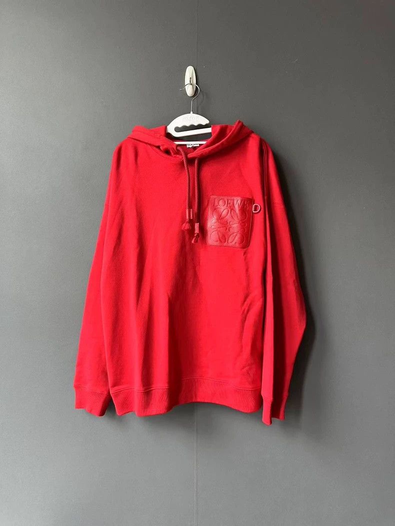 Loewe LOEWE Red leather logo hoodie Size M / US 6-8 / IT 42-44 - 1 Thumbnail