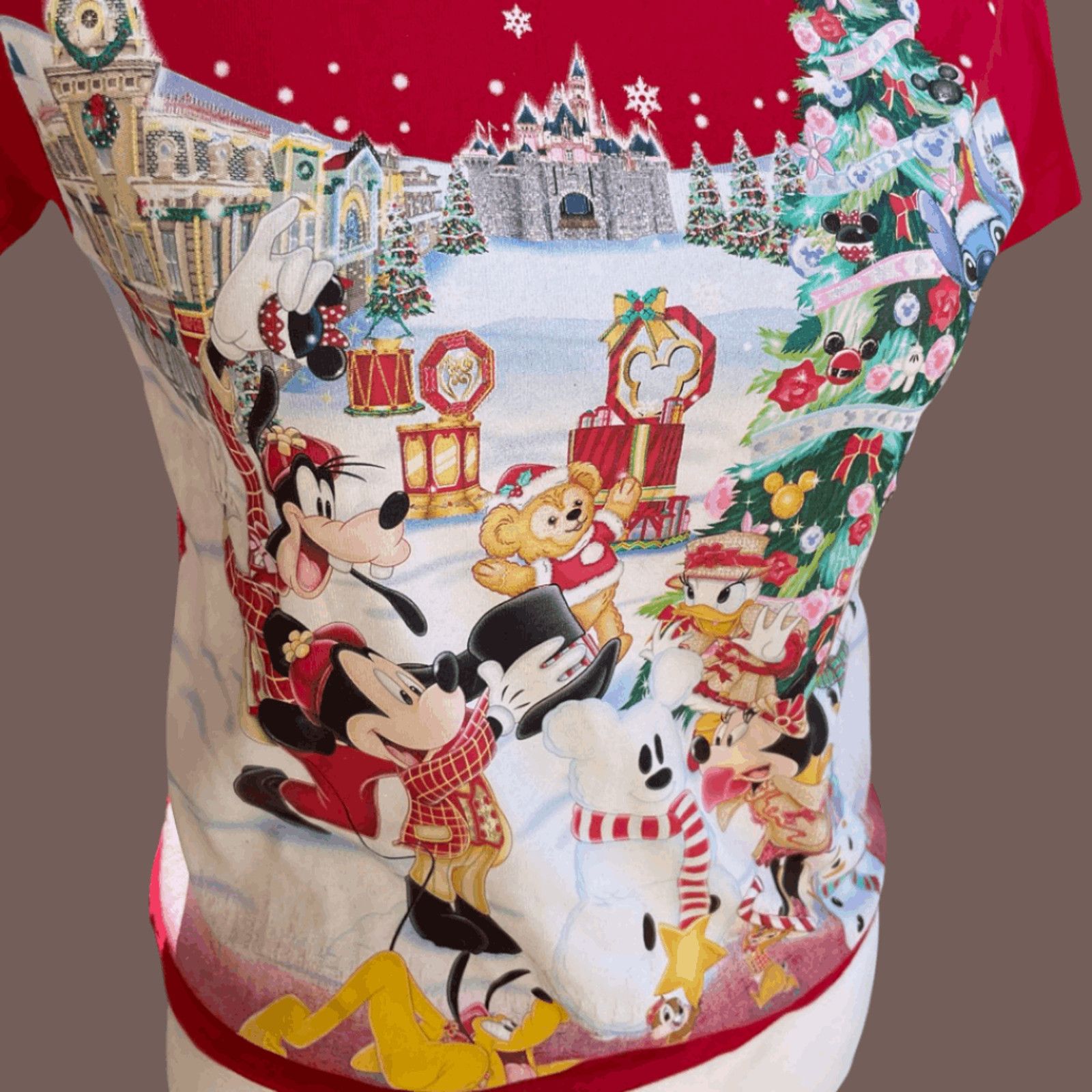 Disney × Vintage VTG Graphic Tee | Disneyland Mickey Xmas Red | Y2K Size XXS / US 00 / IT 34 - 2 Thumbnail