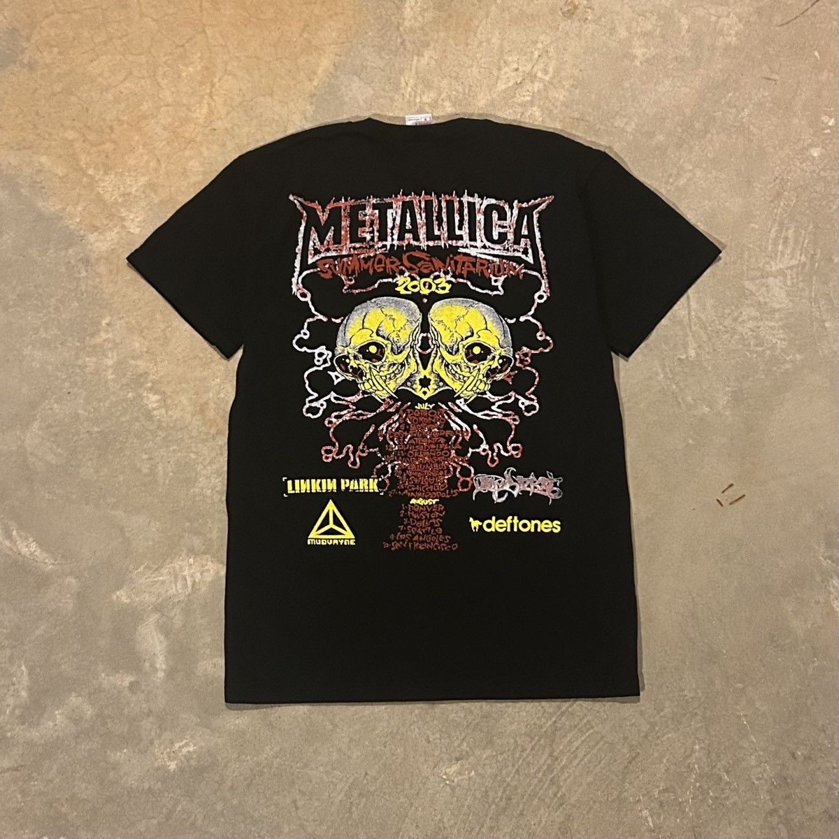 Band Tees × Metallica × Vintage Crazy Vintage 2003 Metallica Summer Sanitarium Pushead Tee Size US M / EU 48-50 / 2 - 4 Thumbnail