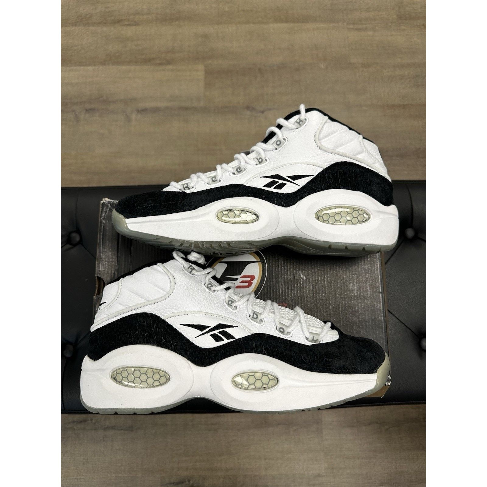 Reebok Size 12 - Reebok Question Mid White Black Size US 12 / EU 45 - 3 Thumbnail