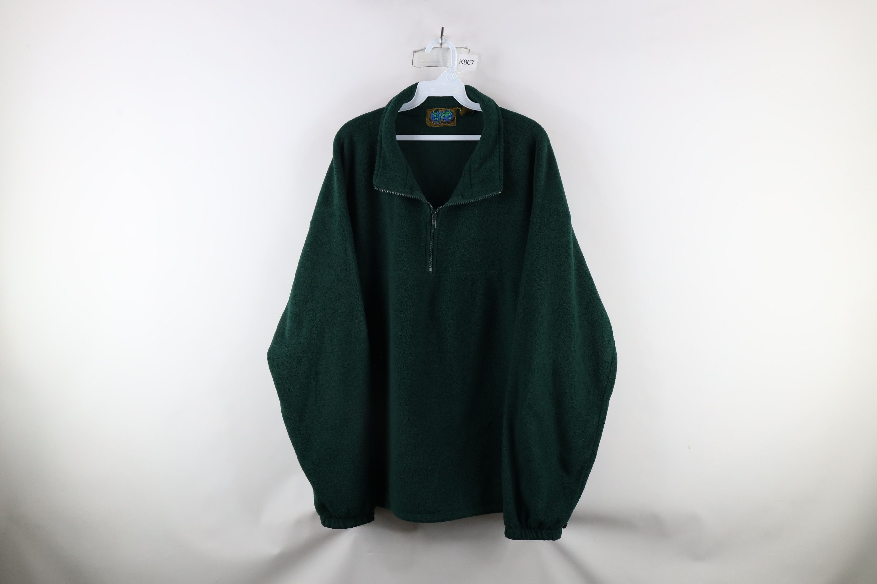 Vintage Vintage 90s Streetwear Zip Fleece Pullover Sweater Green Size US XL / EU 56 / 4 - 1 Thumbnail
