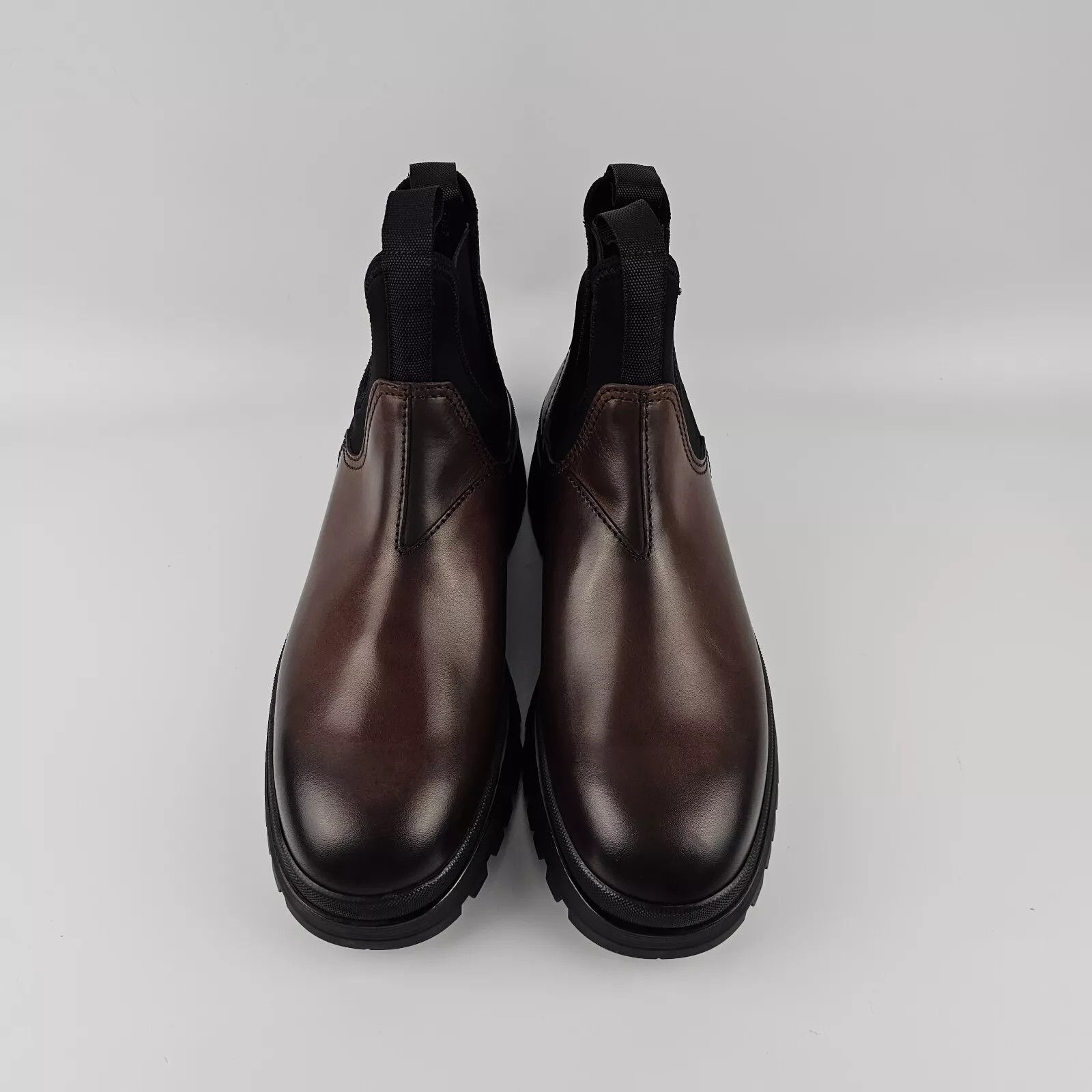 Prada PRADA Brown Leather Stretch Fabric Chelsea Boots Size US 5.5 / EU 38 - 7 Thumbnail
