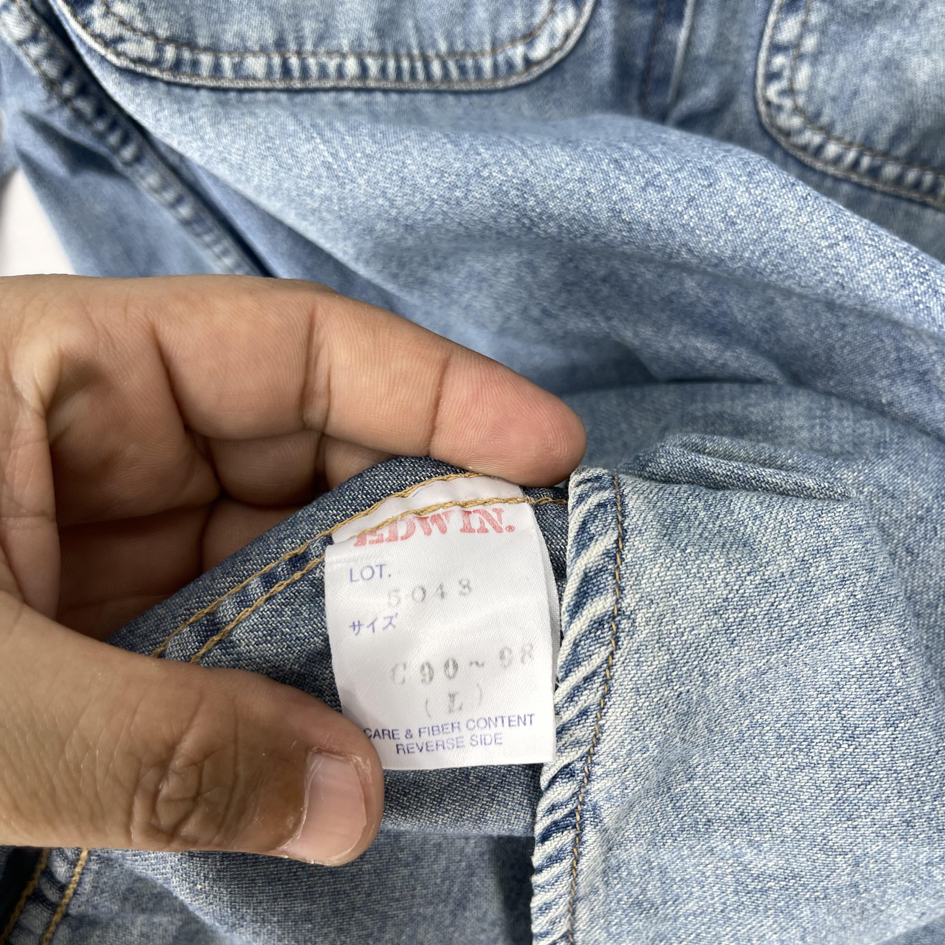 Edwin Vintage EDWIN Dungarees Workers Denim Shirt Button Up Size US L / EU 52-54 / 3 - 6 Thumbnail