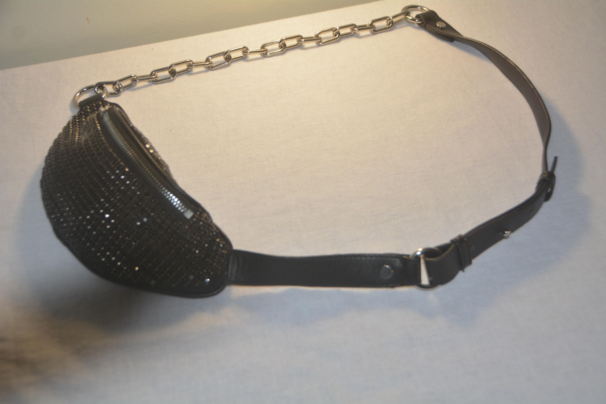 Alexander Wang Alexander Wang Attica Black Leather Belt Bag With Silver Chain Detail Size ONE SIZE - 2 Thumbnail