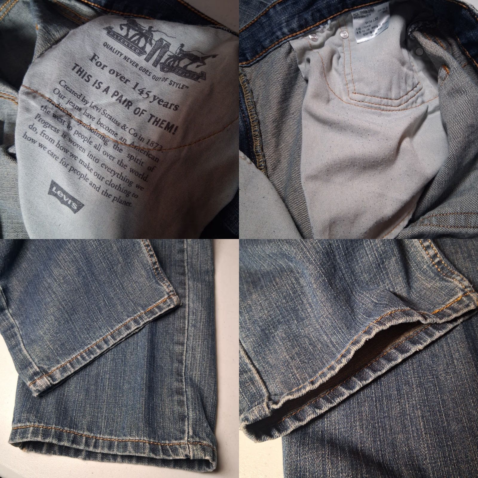Levi's VINTAGE Levi's 559 Jeans 36x29 Men Medium Wash Blue Distressed Work Pants Levi's 559 Straight 5-Pocket Denim Denim Regular Mens Size US 36 / EU 52 - 9 Thumbnail