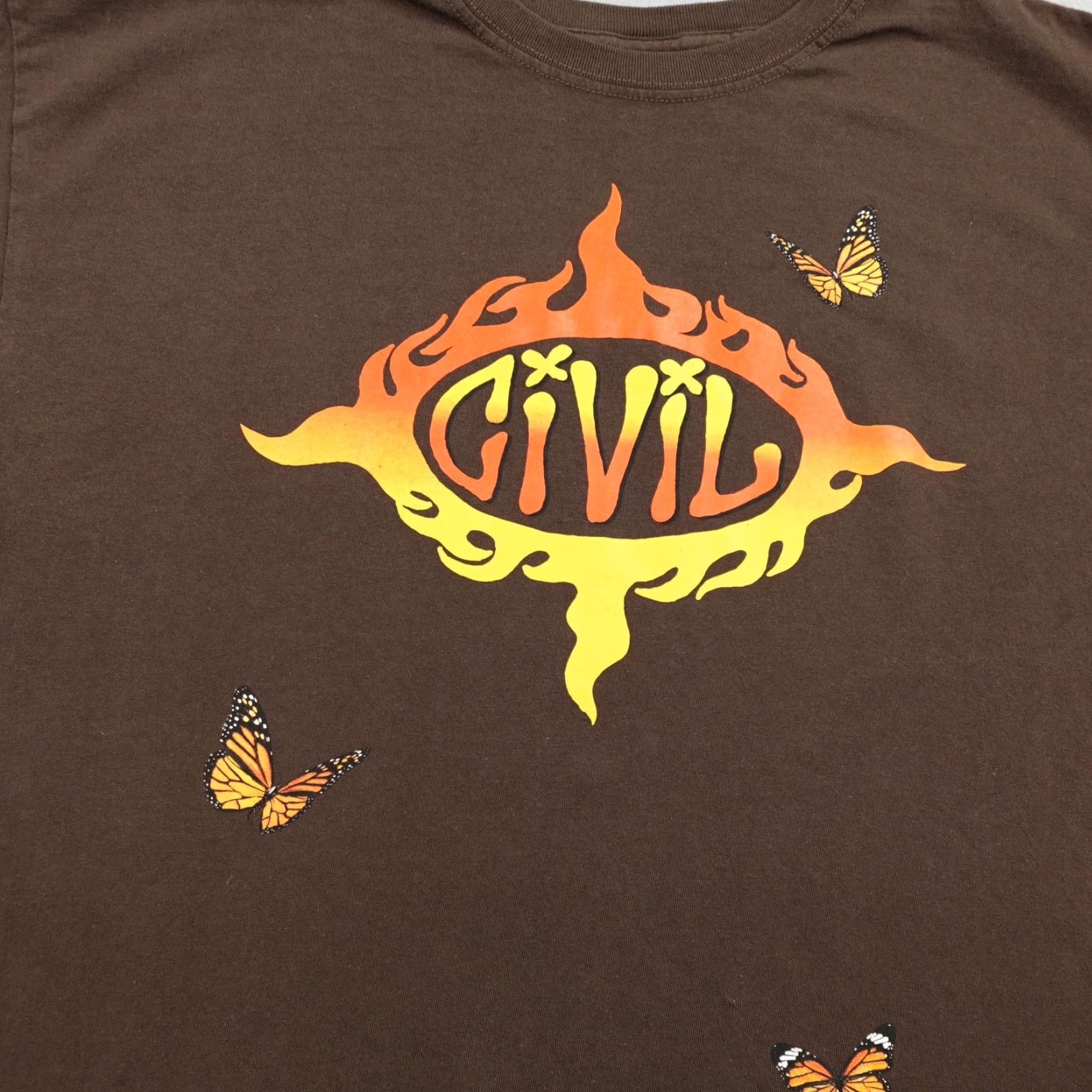 Logo 7 Civil Regime Shirt Mens XL Brown Flame Logo Graphic Print Butterfly Butterflies Streetwear Tee Size US XL / EU 56 / 4 - 2 Thumbnail