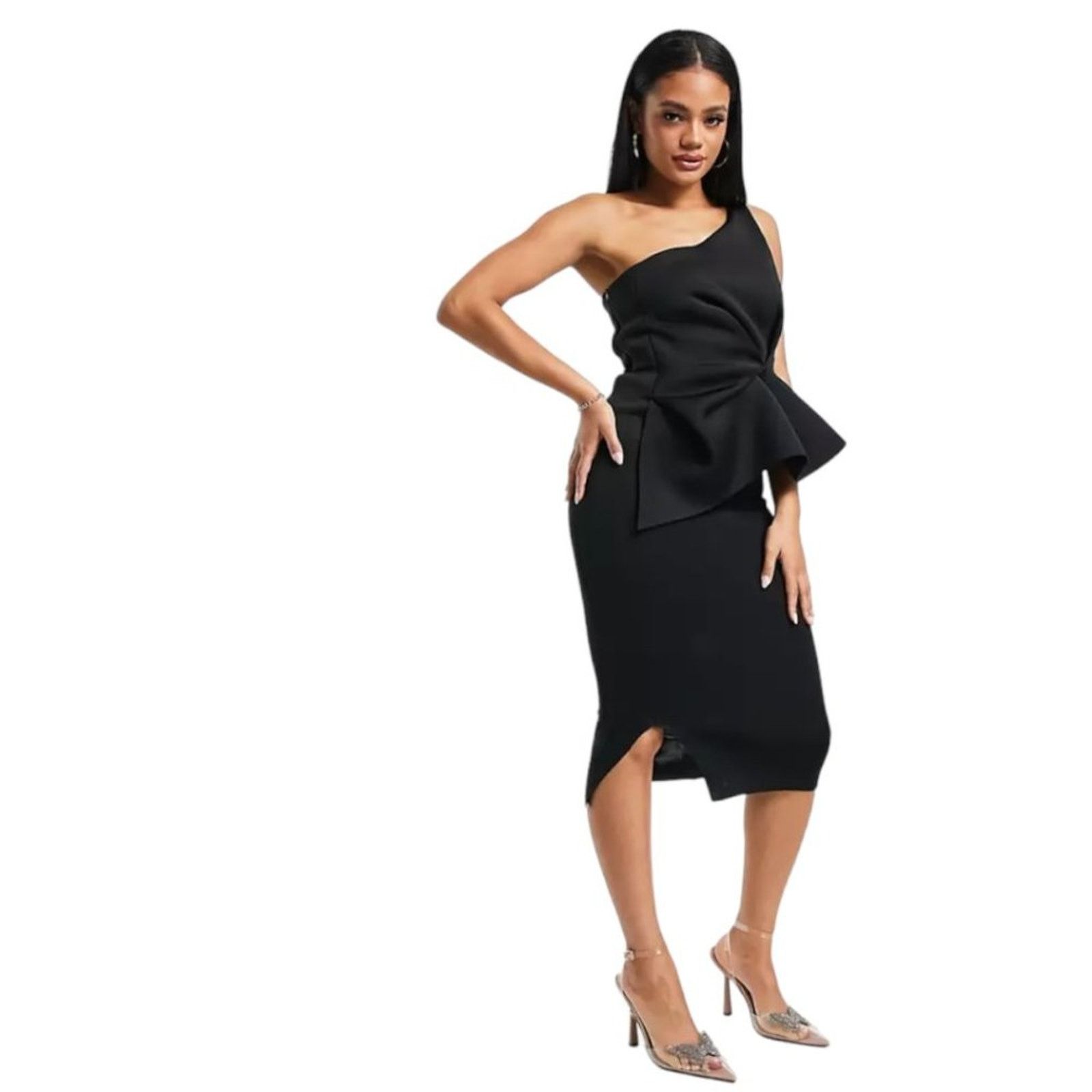 one shoulder peplum midi dress Luysa One Shoulder Asymmetry cord set
