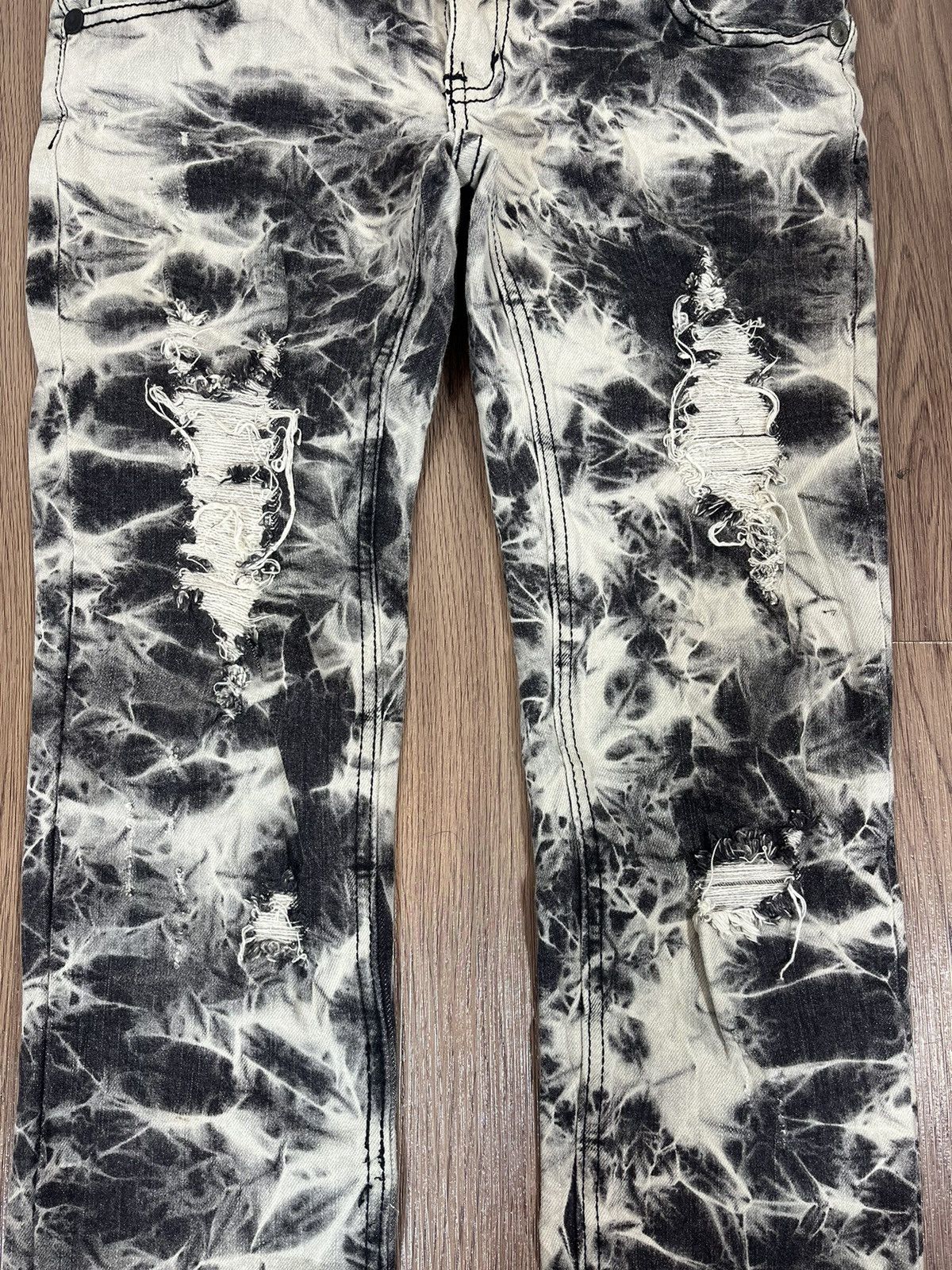 Punk and Yo Lil’ Marv Distressed Marble Wash Jeans Size US 31 - 8 Thumbnail