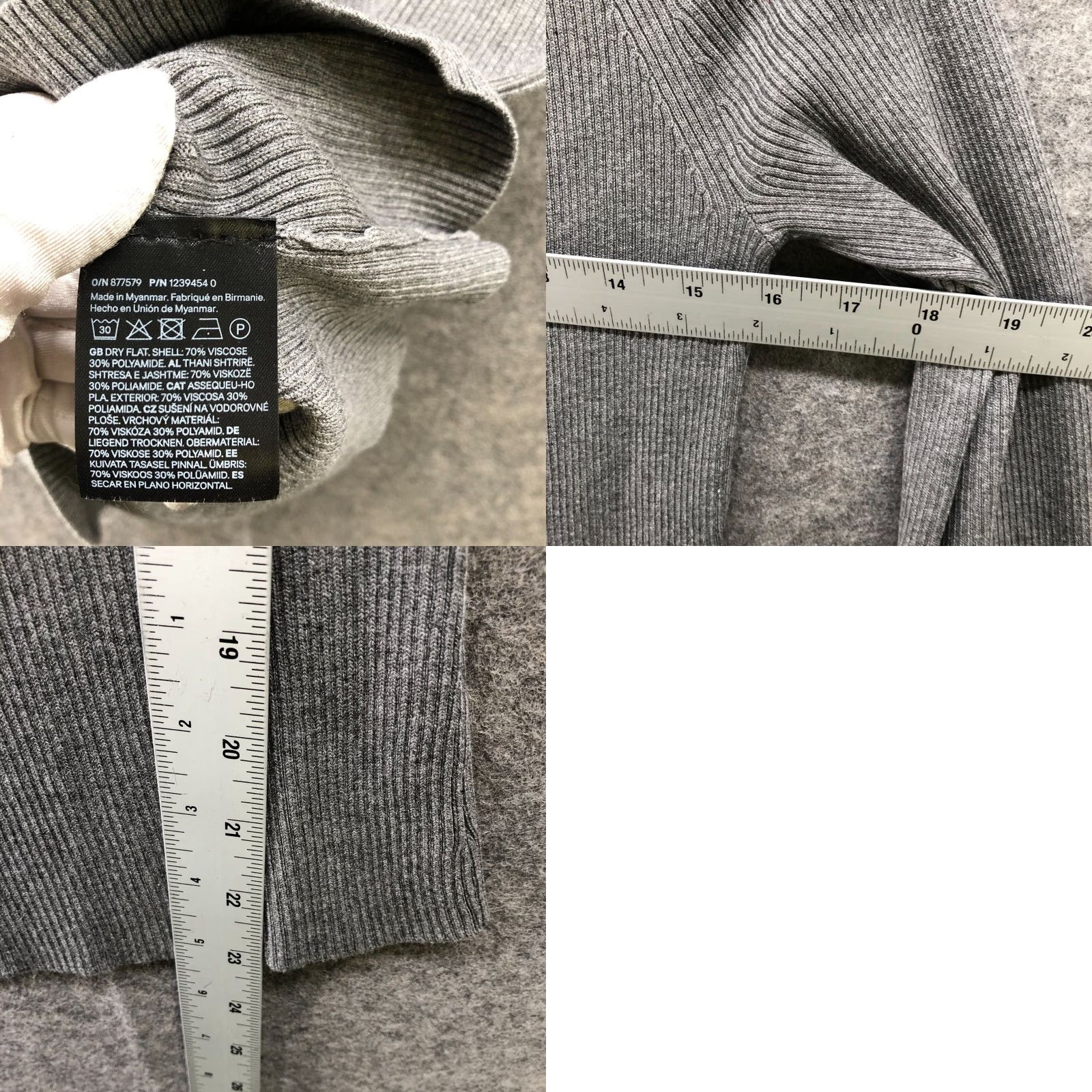 H&M NWT H&M V-Neck Ribbed Sweater Womens XL Gray Slim Fit Stretch Pullover Size XL / US 12-14 / IT 48-50 - 8 Thumbnail