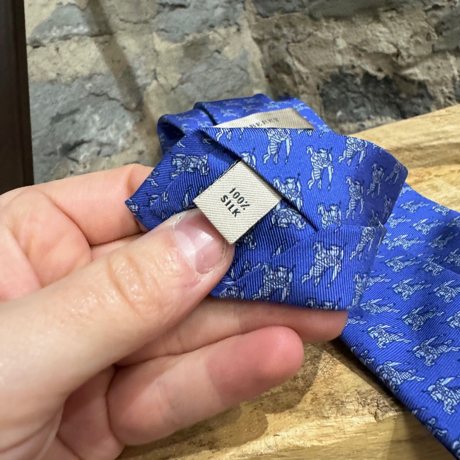 Burberry Burberry Knight Prints Blue Silk Tie Size ONE SIZE - 4 Thumbnail