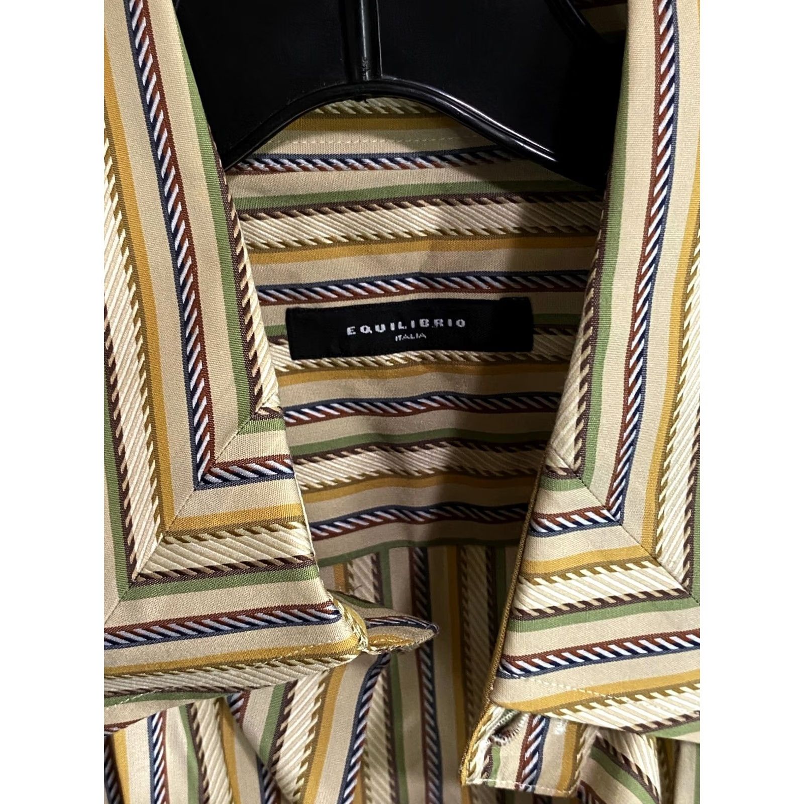 Vintage Equilibrio Stripe LONG SLEEVE SHIRT Large L 16.5 x 35/36 Mens Regular Button-Up XS? Size US L / EU 52-54 / 3 - 7 Thumbnail