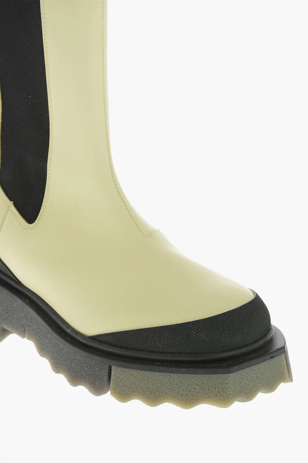 Off-White og1mm0426 Leather & Fabric Chelsea Ankle Boots Beige & Black Size US 7 / IT 37 - 4 Thumbnail