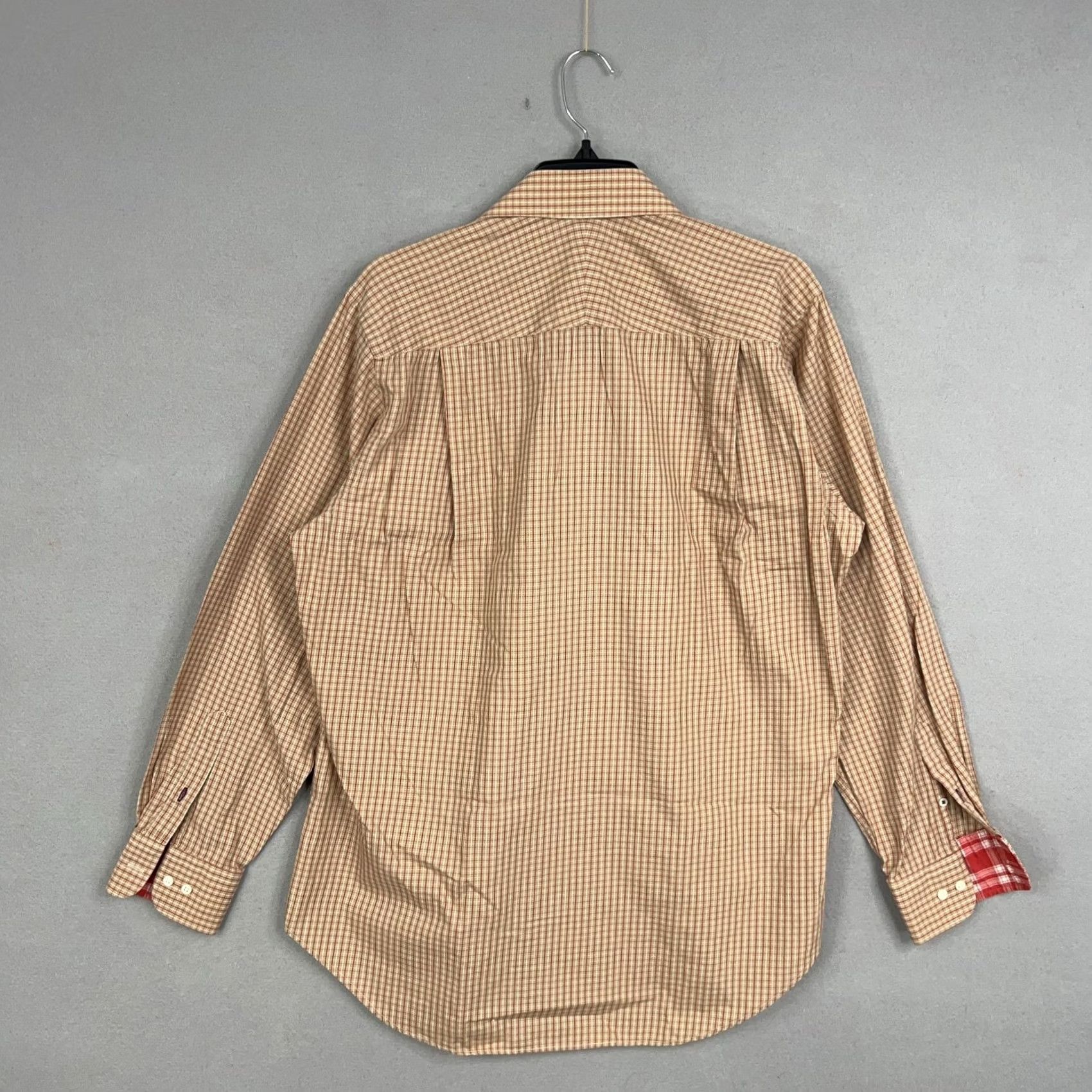J.McLaughlin J McLaughlin Shirt Mens Medium Tan Red Plaid Dressy Office Button-Up Long Sleeve Casual Preppy Size US M / EU 48-50 / 2 - 7 Thumbnail