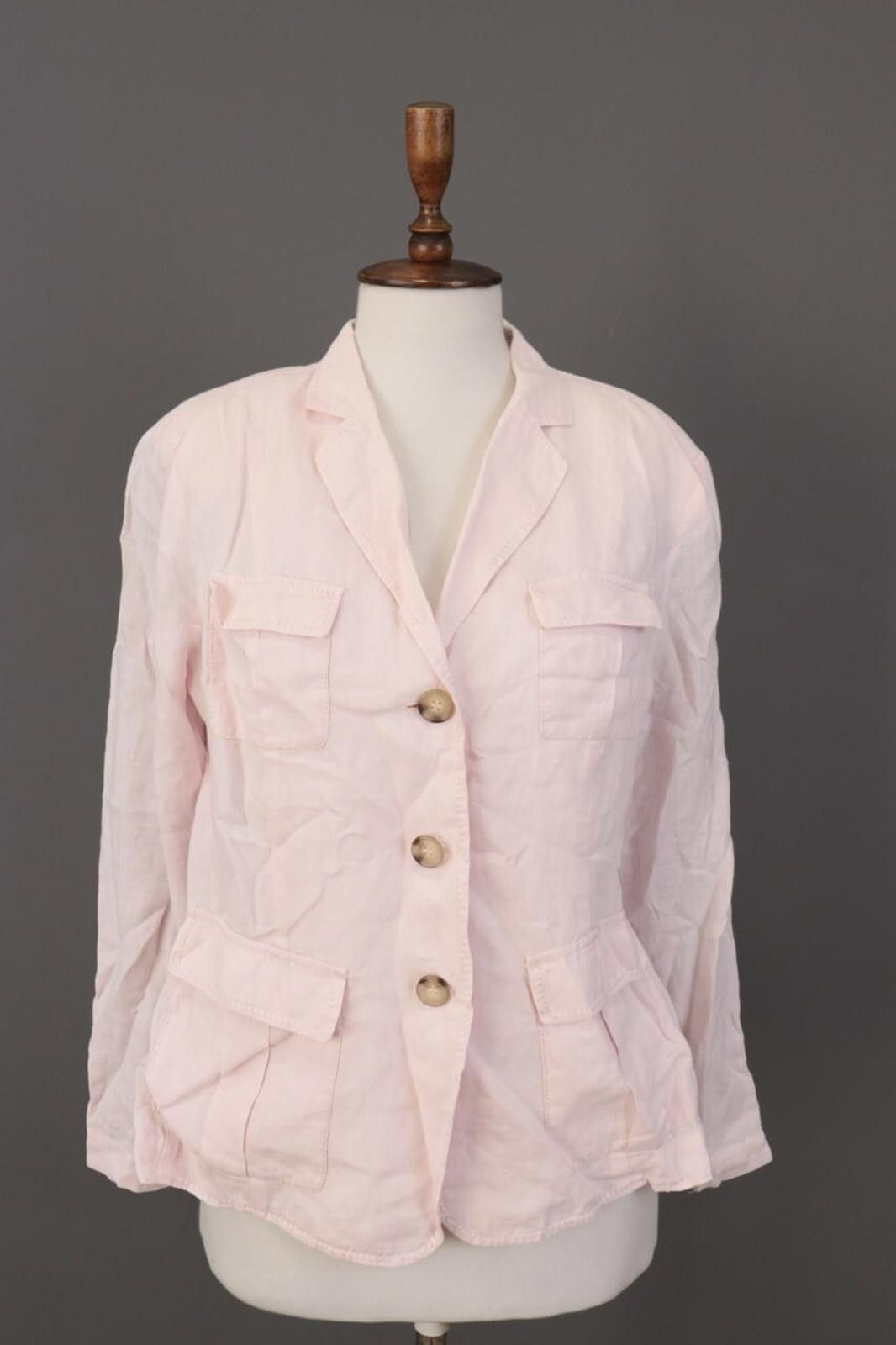 Oscar De La Renta Oska Pink 100% Linen Multipockets Cargo Blazer Jacket Size 3 Size M / US 6-8 / IT 42-44 - 1 Thumbnail