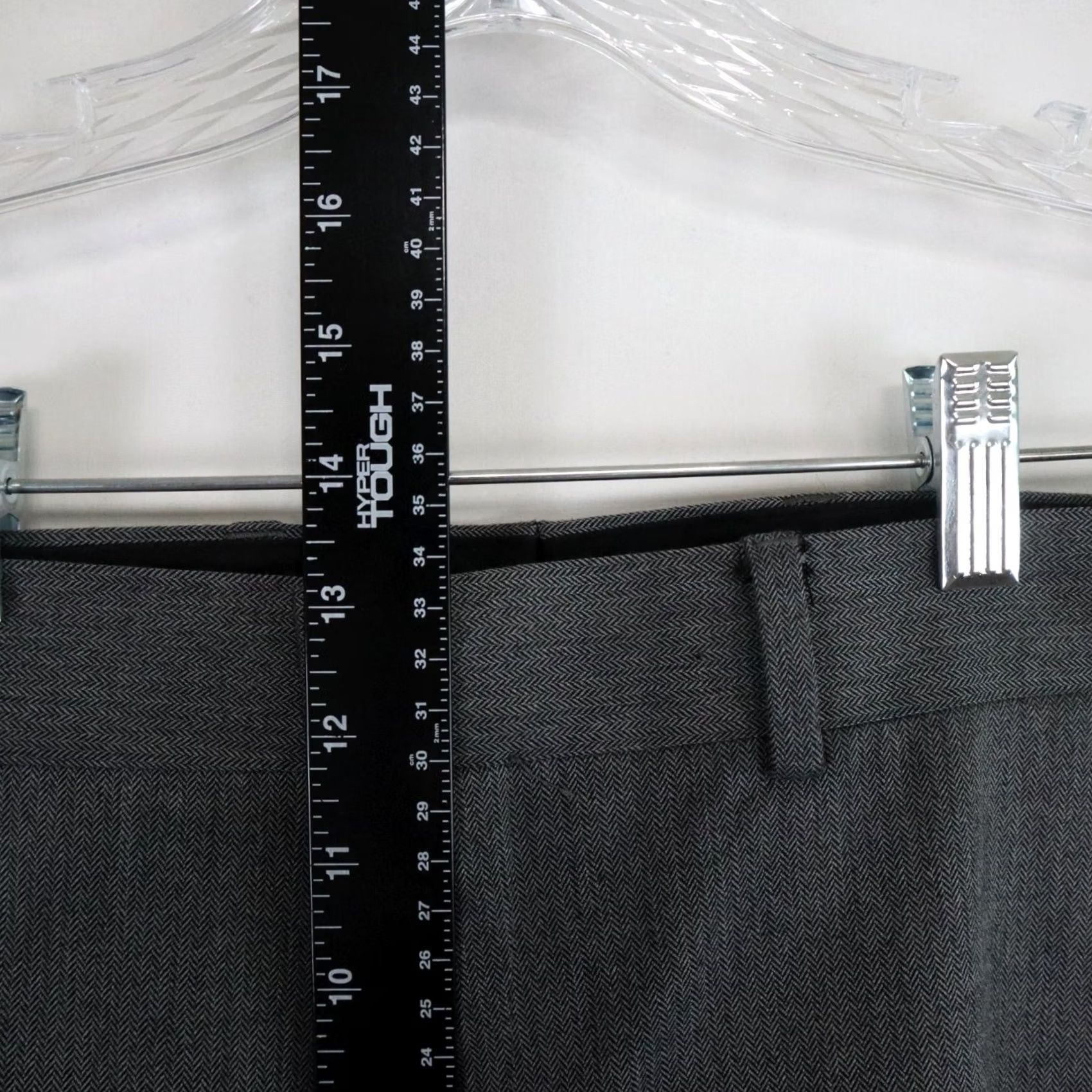 Vintage J. Ferrar Pants Mens 34x32 Slim Fit Dress Pants Gray Herringbone Flat Front City Classic Size US 34 / EU 50 - 5 Thumbnail