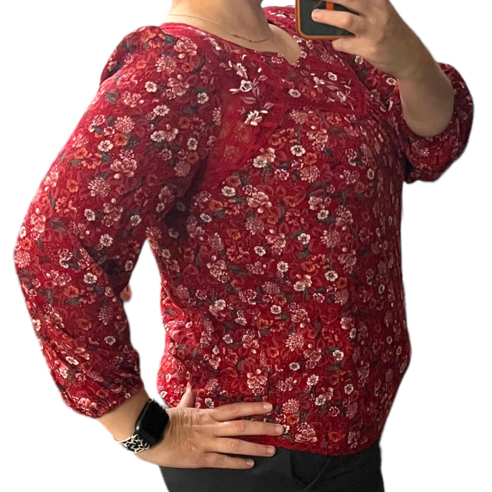 Other Tempesta Lace Detail 3/4 Sleeve Top - Stitch Fix Boho Blouse Size S / US 4 / IT 40 - 4 Thumbnail
