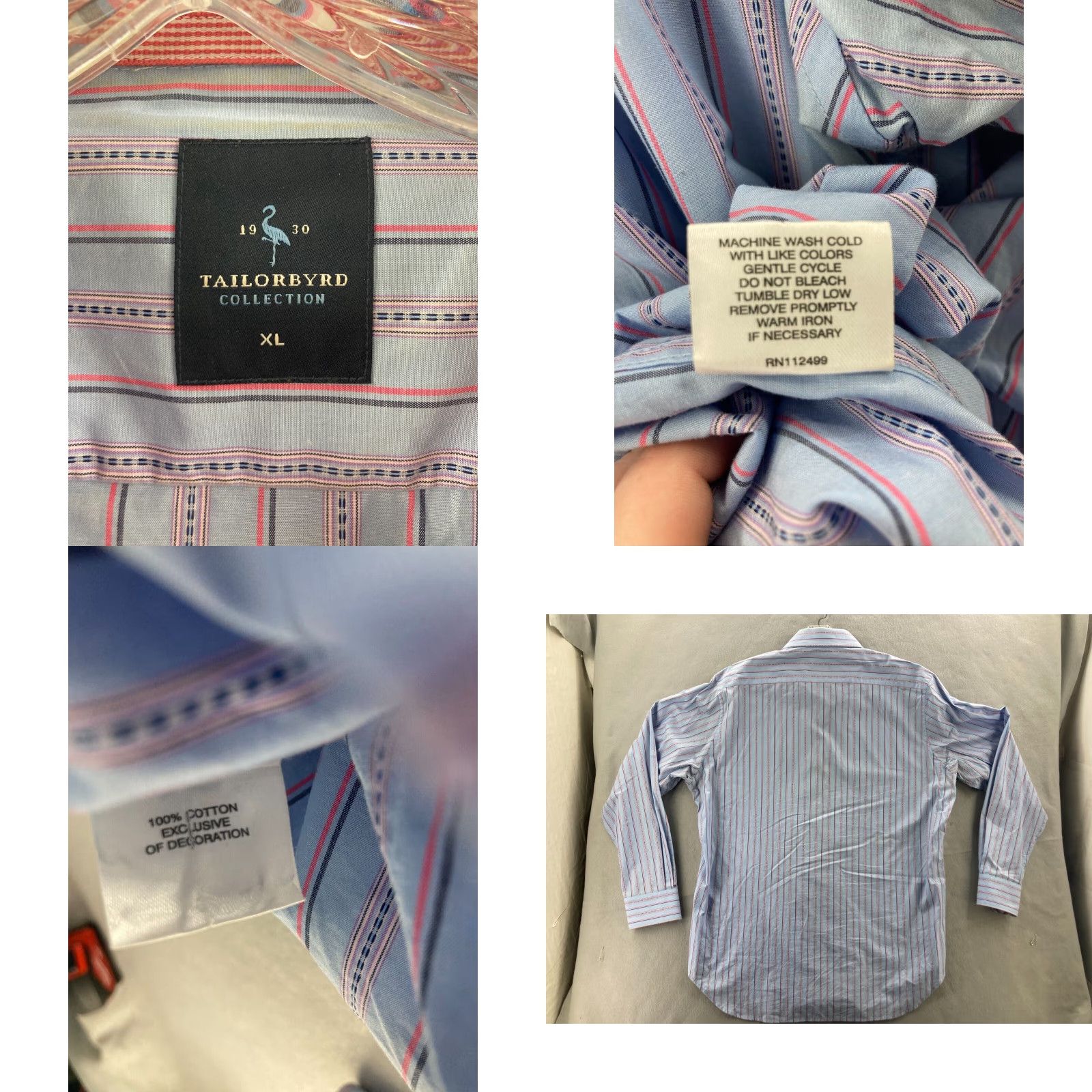 Tailorbyrd TAILORBYRD Shirt Mens XL Striped Long Sleeve Button-Up Collared Shirt - Multicolor, Classic Style Size US XL / EU 56 / 4 - 8 Thumbnail
