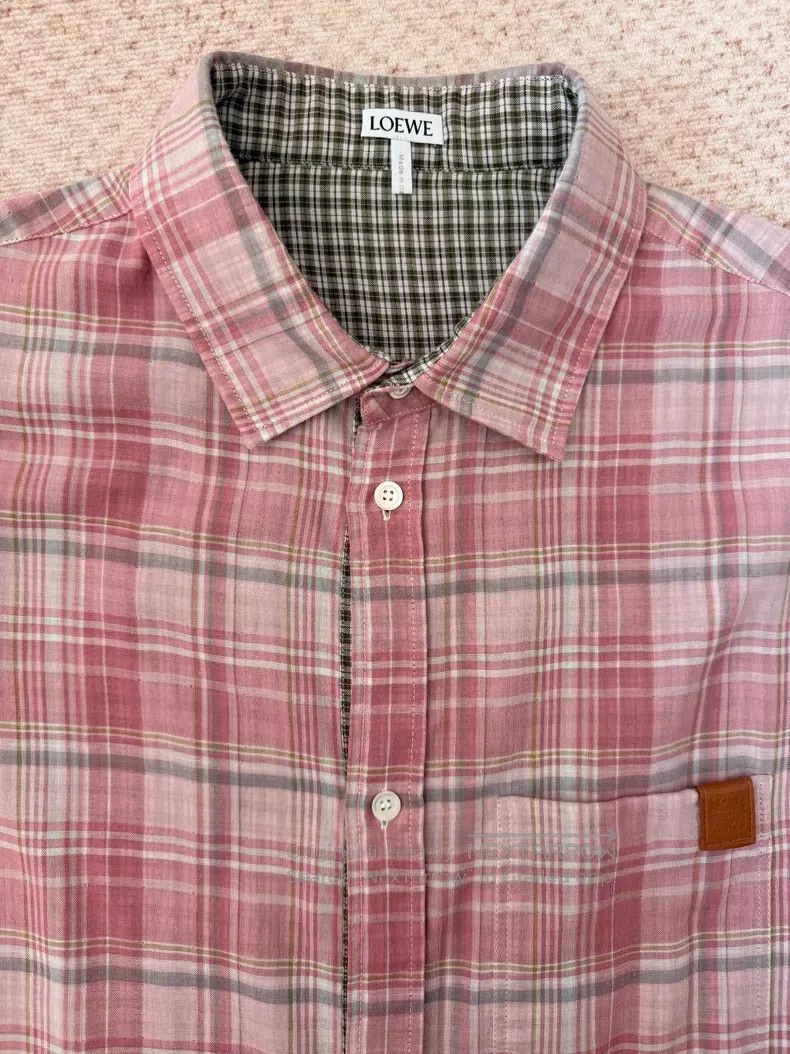 Loewe Loewe size 41 Plaid Short Sleeve Shirt, Pink Size US M / EU 48-50 / 2 - 3 Thumbnail