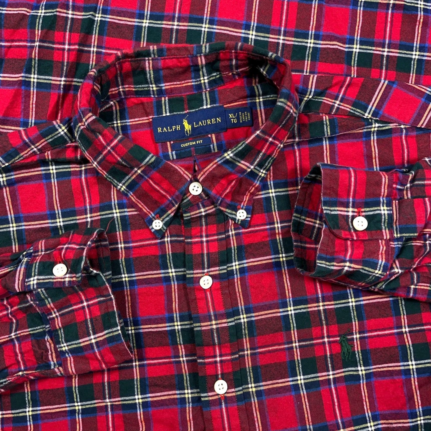 Ralph Lauren Ralph Lauren Button-Up Shirt Men XL Plaid Red Green Oxford Cloth Custom Fit Shirt Size US XL / EU 56 / 4 - 2 Thumbnail