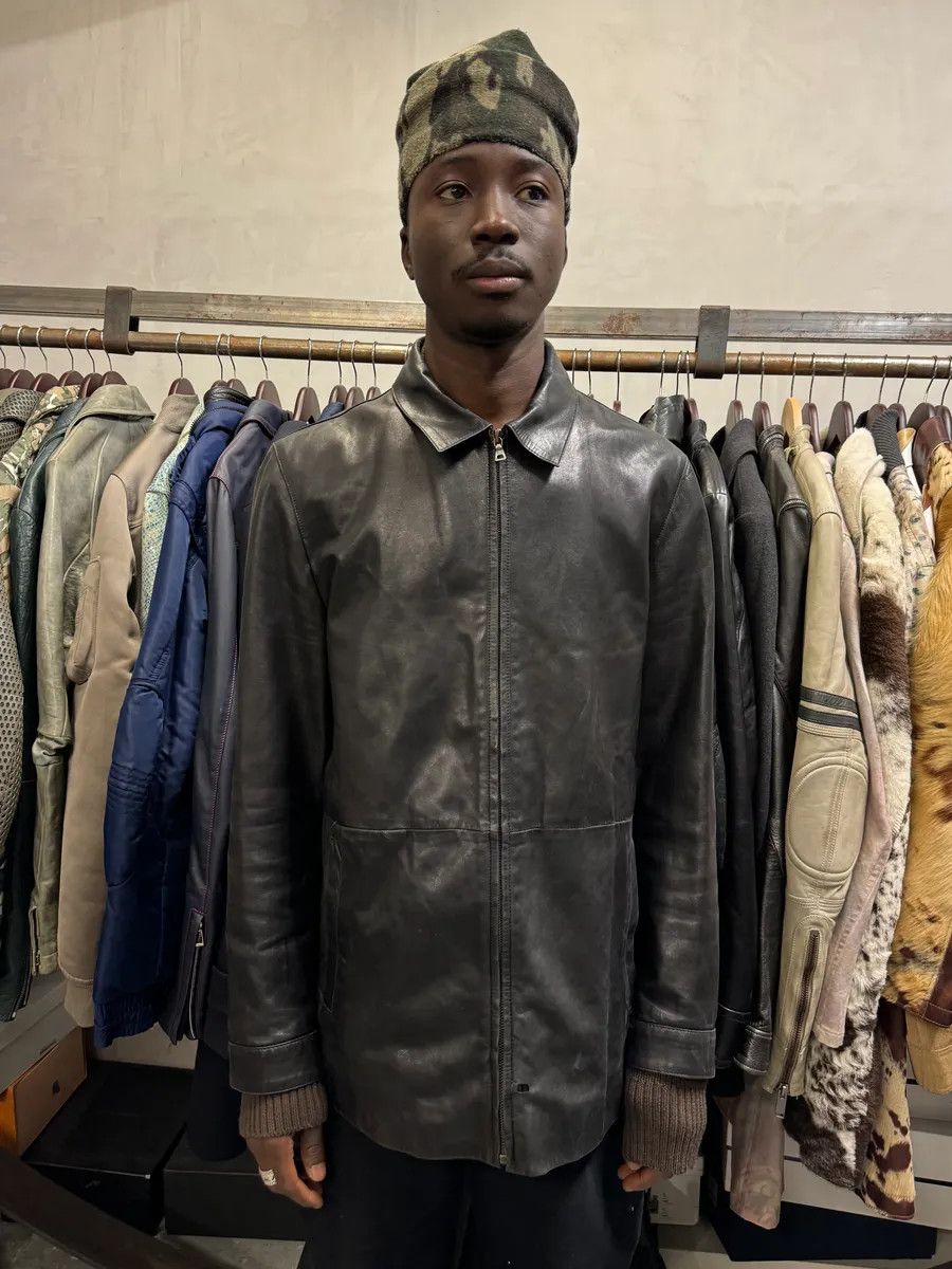 Prada FW2000 Prada Black Minimalist Leather Jacket Size US M / EU 48-50 / 2 - 1 Thumbnail