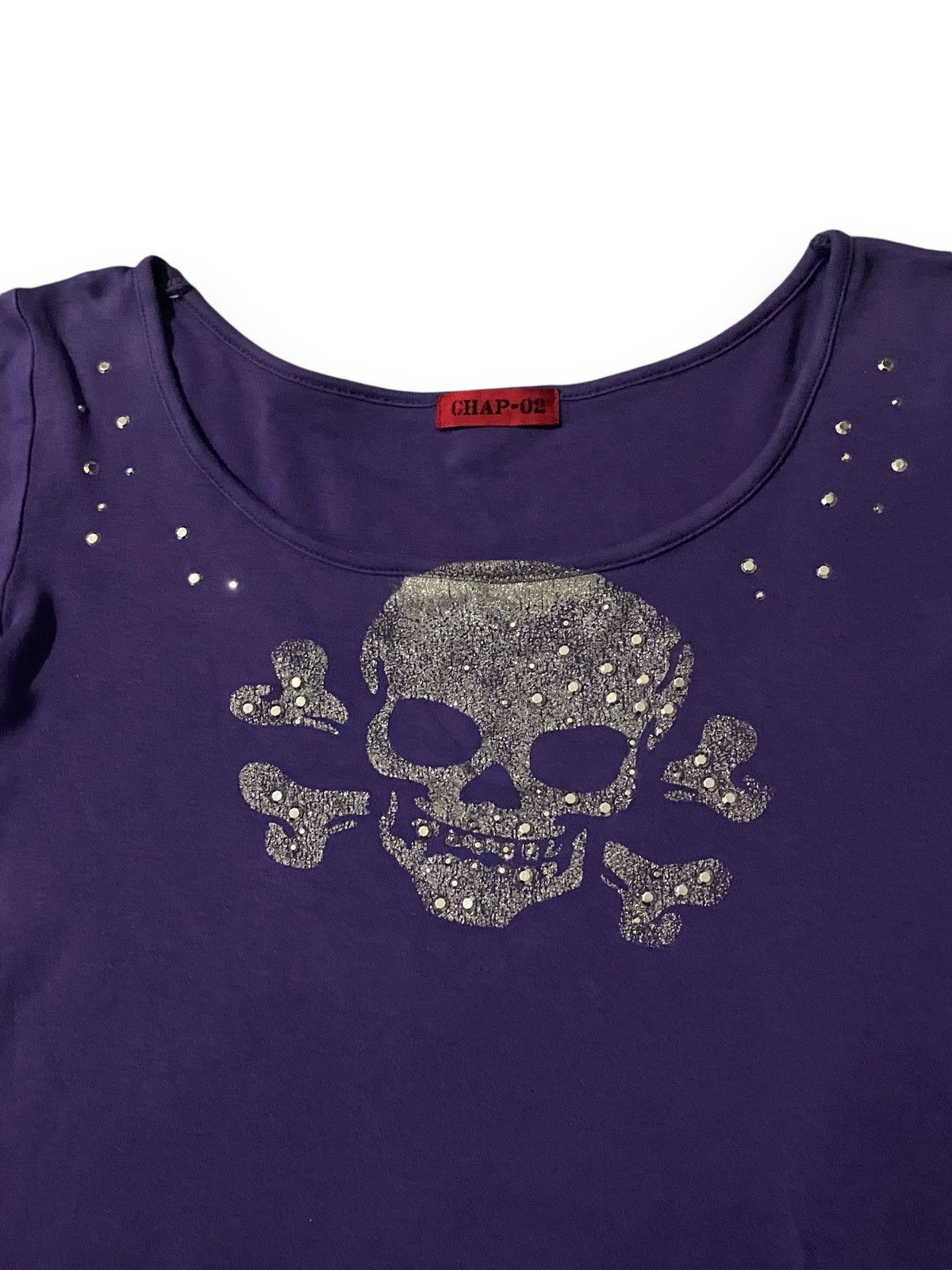 Japanese Brand CHAP - 02 JAPAN DIAMOND SKULL PUNK CROP LONGSLEEVE TEE Size S / US 4 / IT 40 - 2 Thumbnail