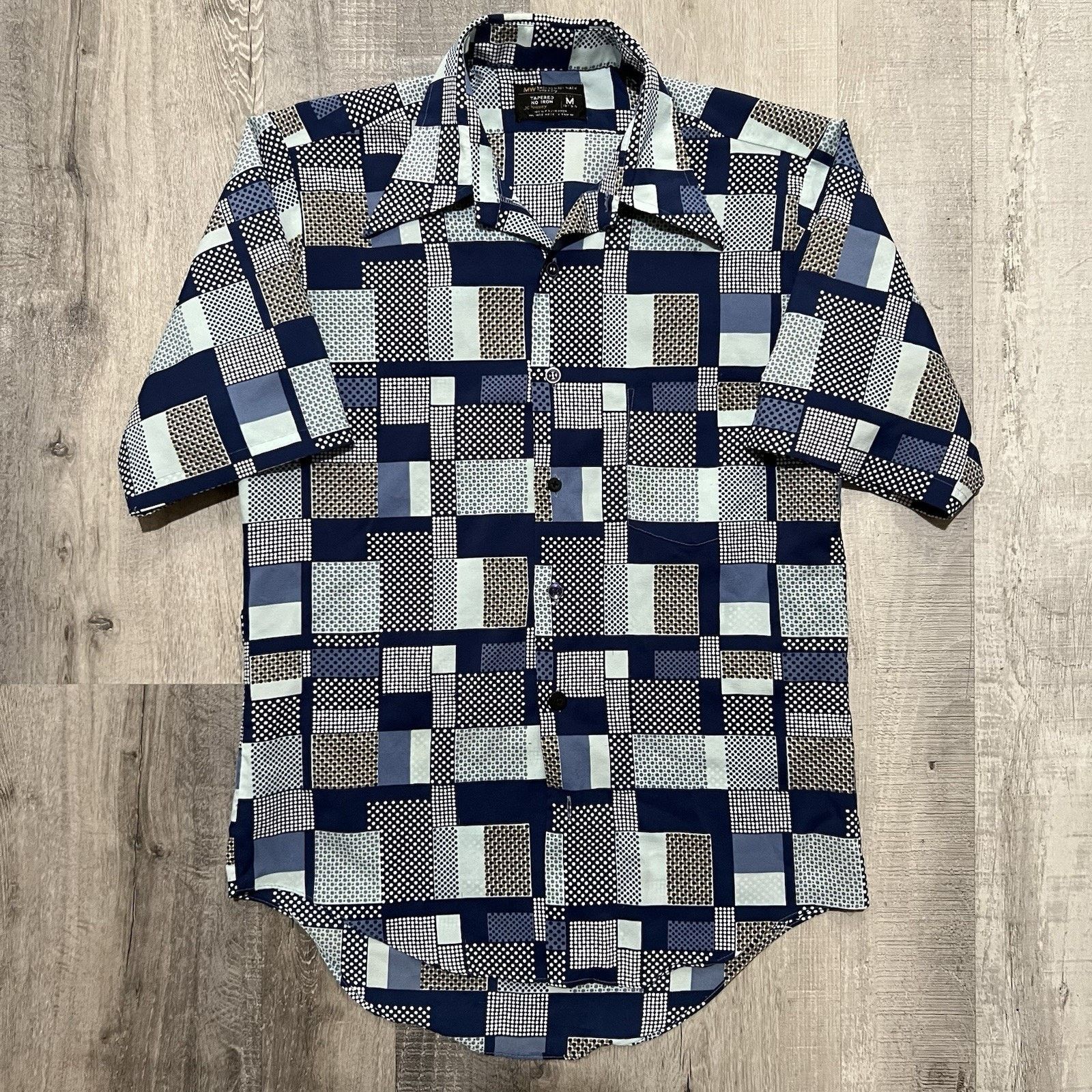 Vintage VTG Montgomery Ward Geometric Polka Dot Disco Button Shirt Size US M / EU 48-50 / 2 - 1 Thumbnail