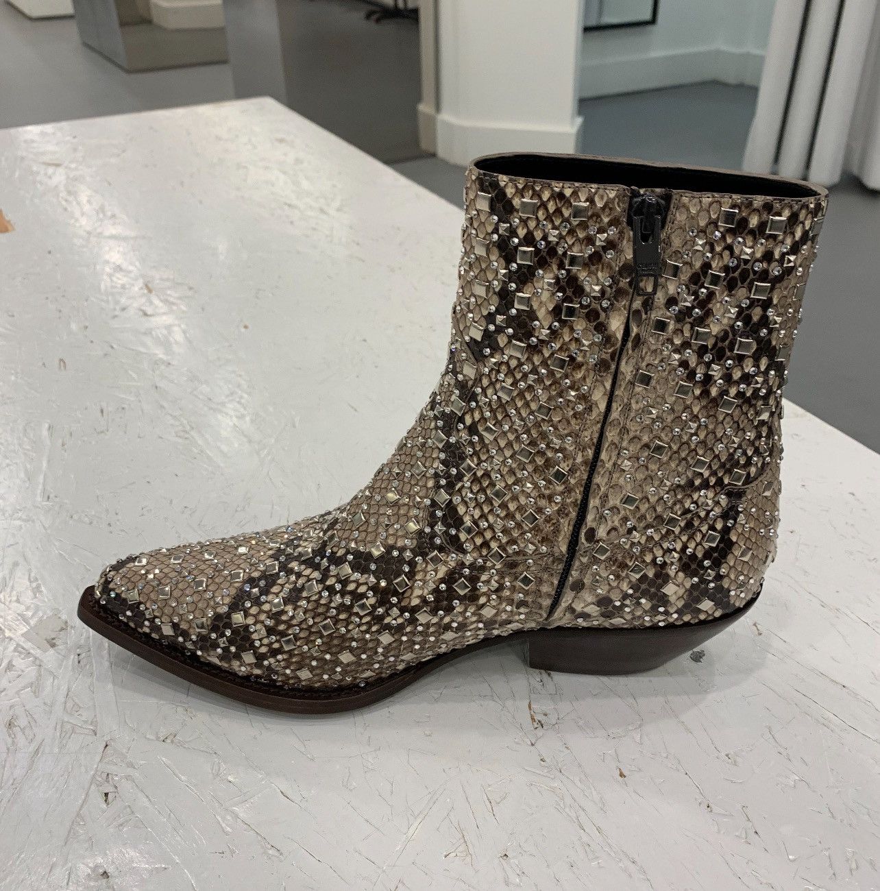 Celine $10.5K🔥Leon Zipped Boots in shiny Phyton Stids and Crystals Size US 10 / EU 43 - 1 Thumbnail