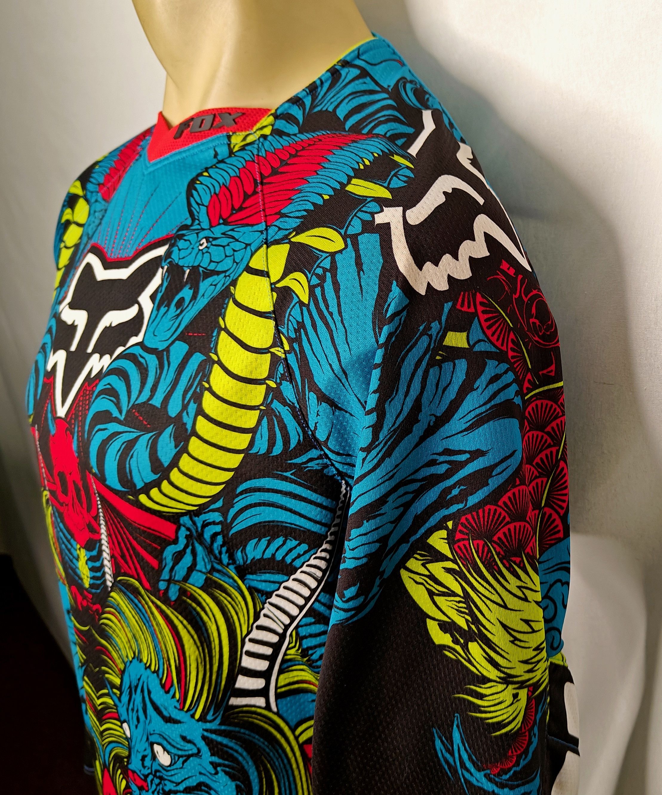 Fox Racing × Vintage Vtg Y2K Fox Racing tattoo skulls AOP motocross jersey shirt Size US S / EU 44-46 / 1 - 4 Thumbnail