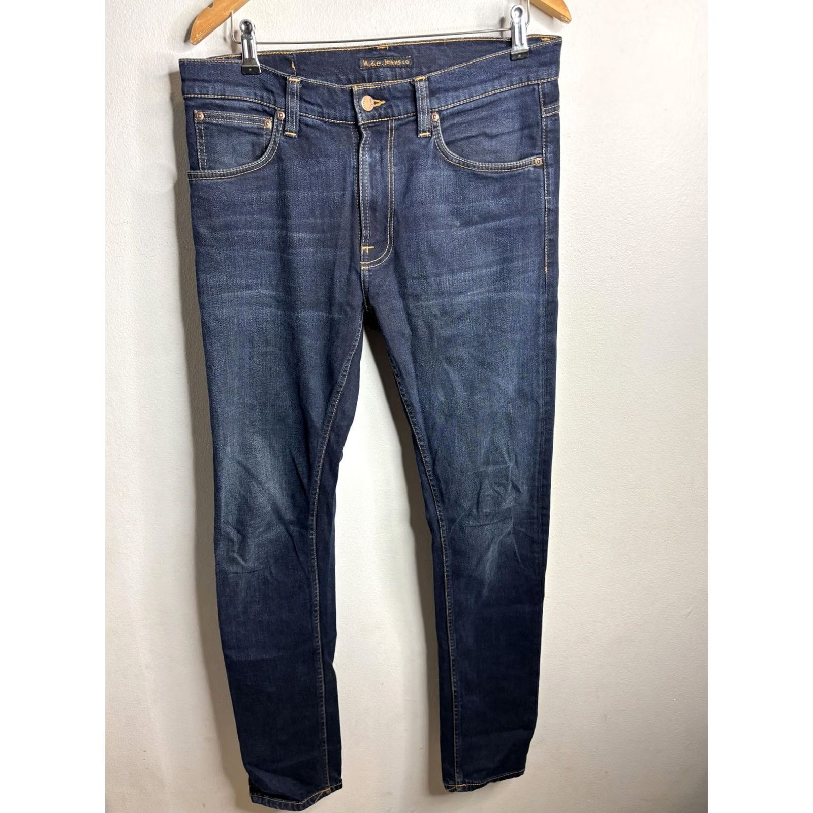 Nudie Jeans Nudie Jeans Co Jeans Mens 32x34 Blue Denim Slim Fit Tapered Dark Wash Faded Jeans Size US 32 / EU 48 - 4 Thumbnail