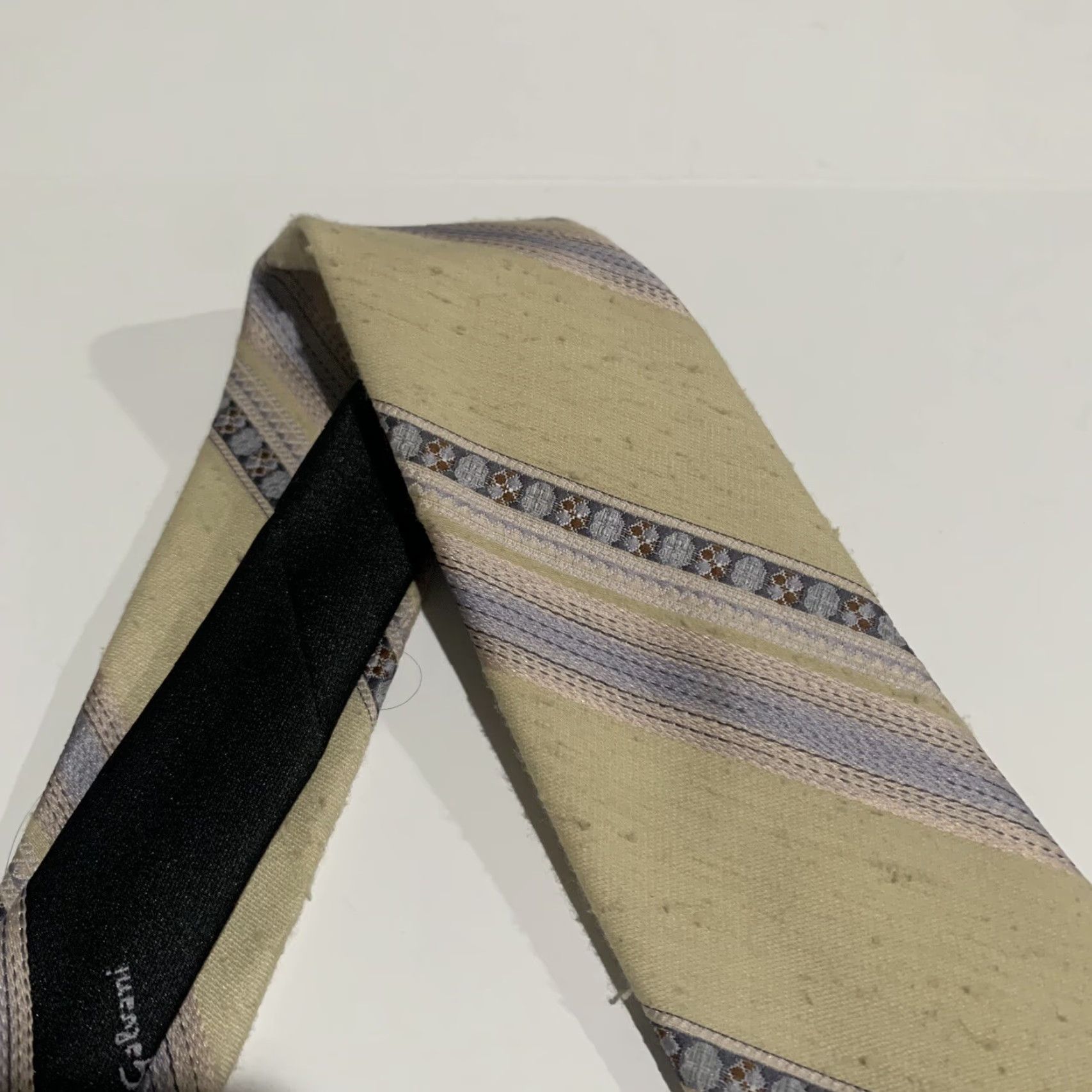 Vintage VINTAGE G Galvani Tie Men One Size Beige Blue 100% Polyester Woven Geometric Abstract Retro Classic Width Short Italy Designer Size ONE SIZE - 4 Thumbnail