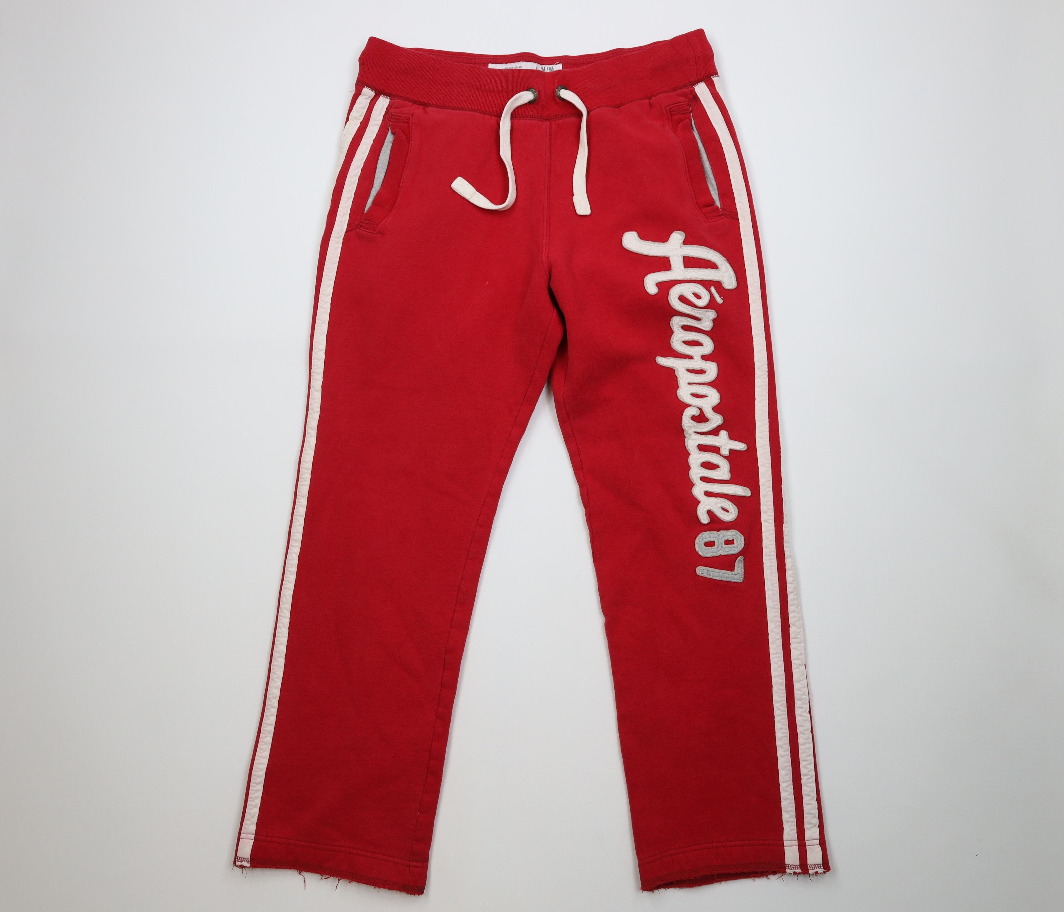 Vintage 90s Y2K Aeropostale Wide Leg Sweatpants Pants Red