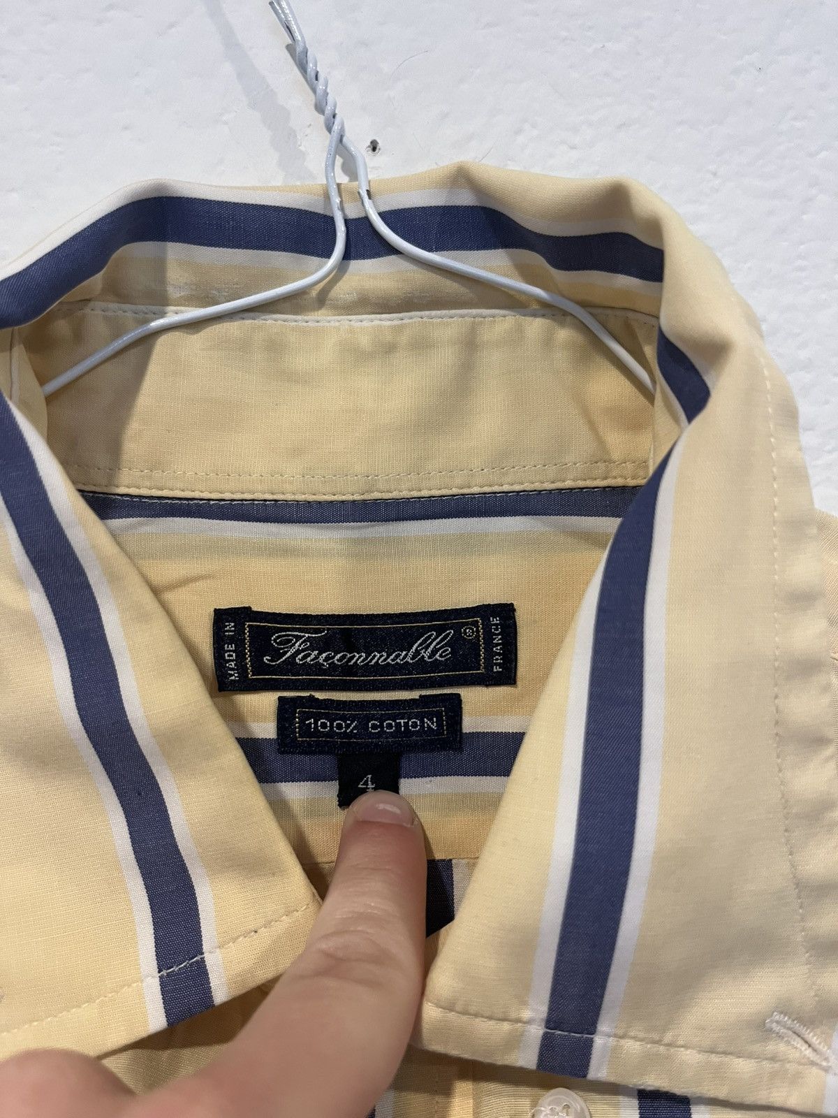 Faconnable Faconnable Men’s Blue Yellow Striped Short Sleeve Button Size US M / EU 48-50 / 2 - 2 Thumbnail