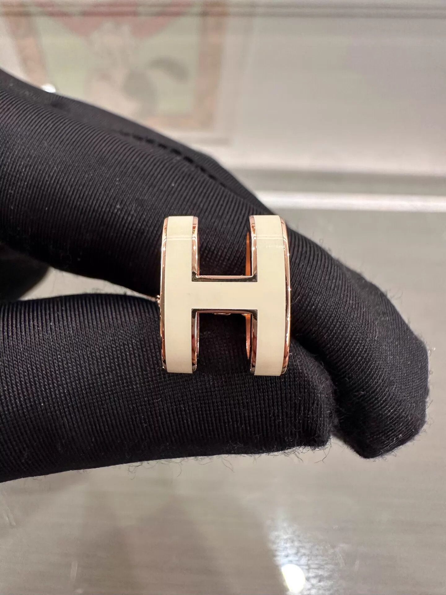 Hermes Hermes Pop H White Enamel Rose Gold H Logo Necklace 41cm Size ONE SIZE - 4 Thumbnail