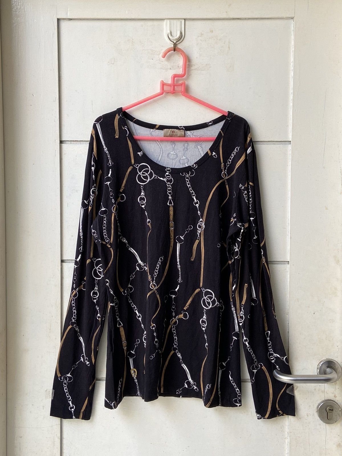 image of Aigner Long Sleeve T-Shirt in Black, Men's (Size Small)