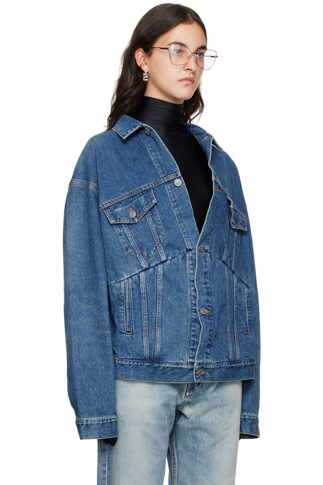 Balenciaga Unisex Blue Swing Denim Jacket RRP$2,150 Size XS / US 0-2 / IT 36-38 - 1 Thumbnail