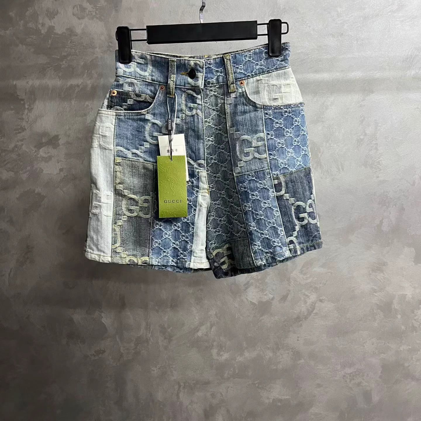 Gucci Sky Blue Logo Print Short Button Shorts Women's 24