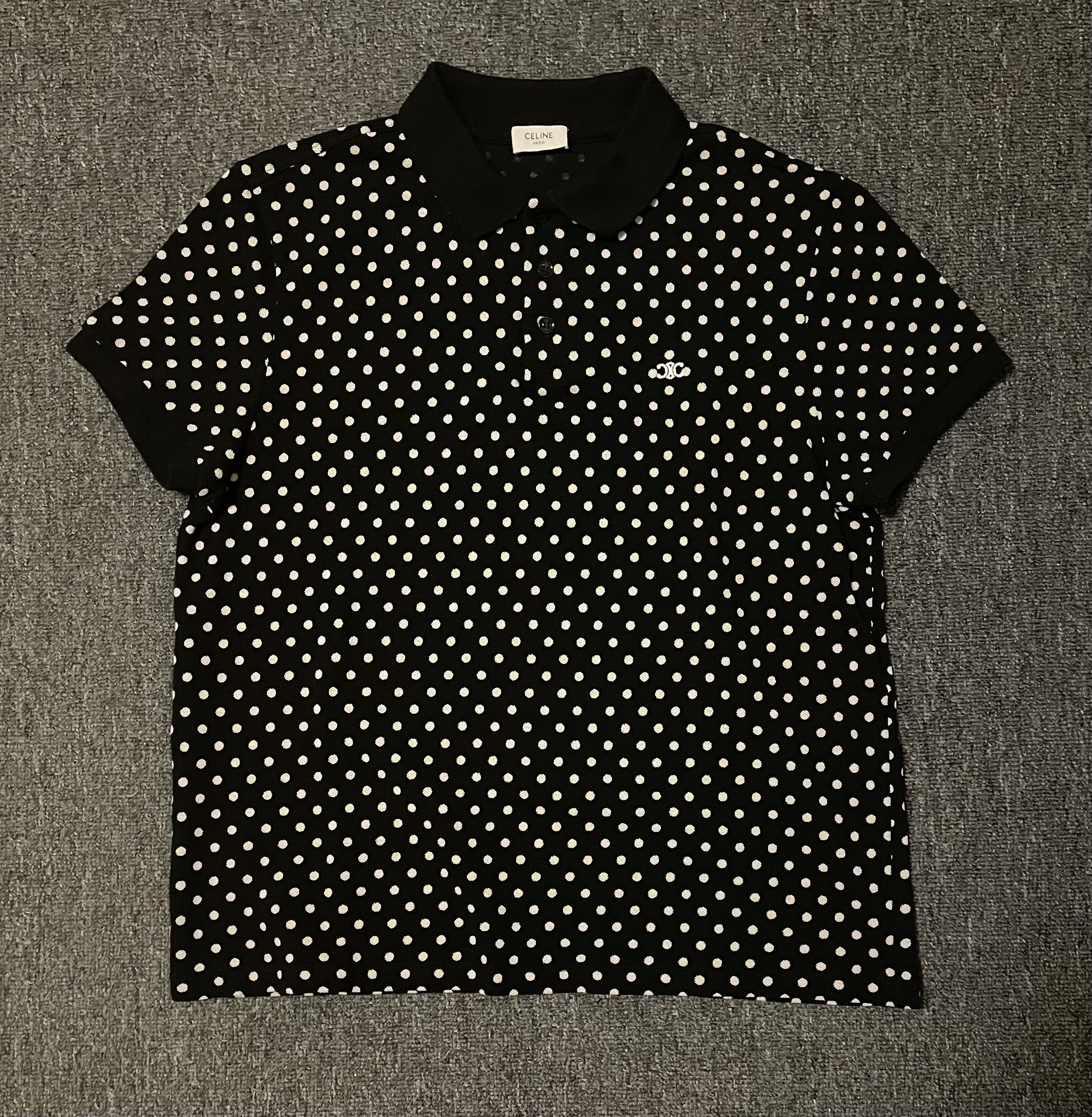 Celine CELIN unisex white dot polo T-shirt size L Size US L / EU 52-54 / 3 - 3 Thumbnail